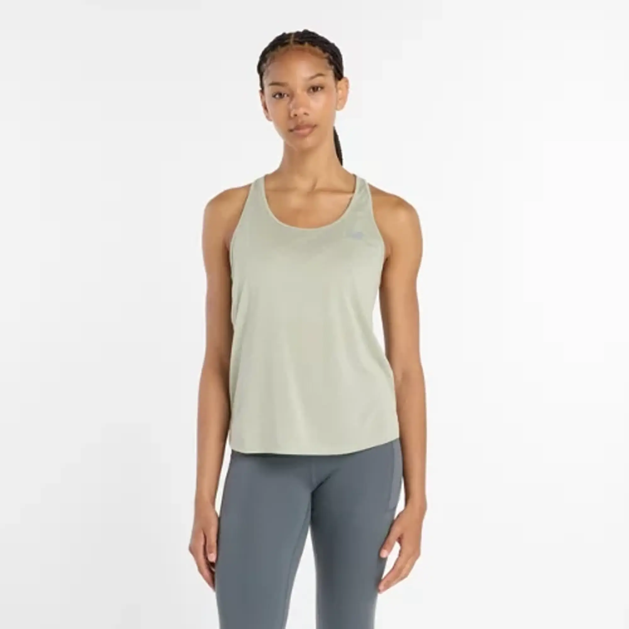 New Balance Women's Athletics Tank in Green Poly Knit