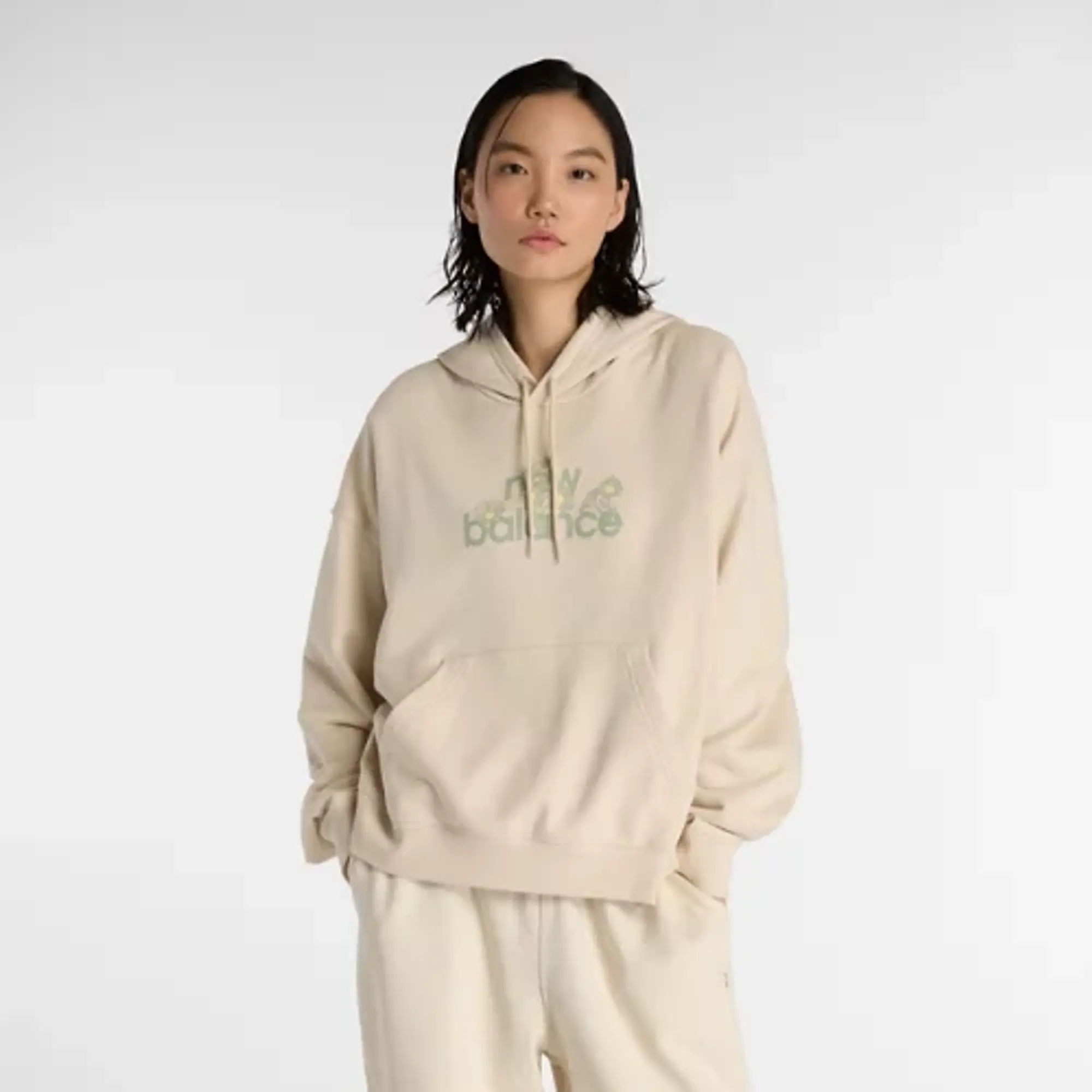 New Balance Women's Flower Hoodie in Brown Cotton