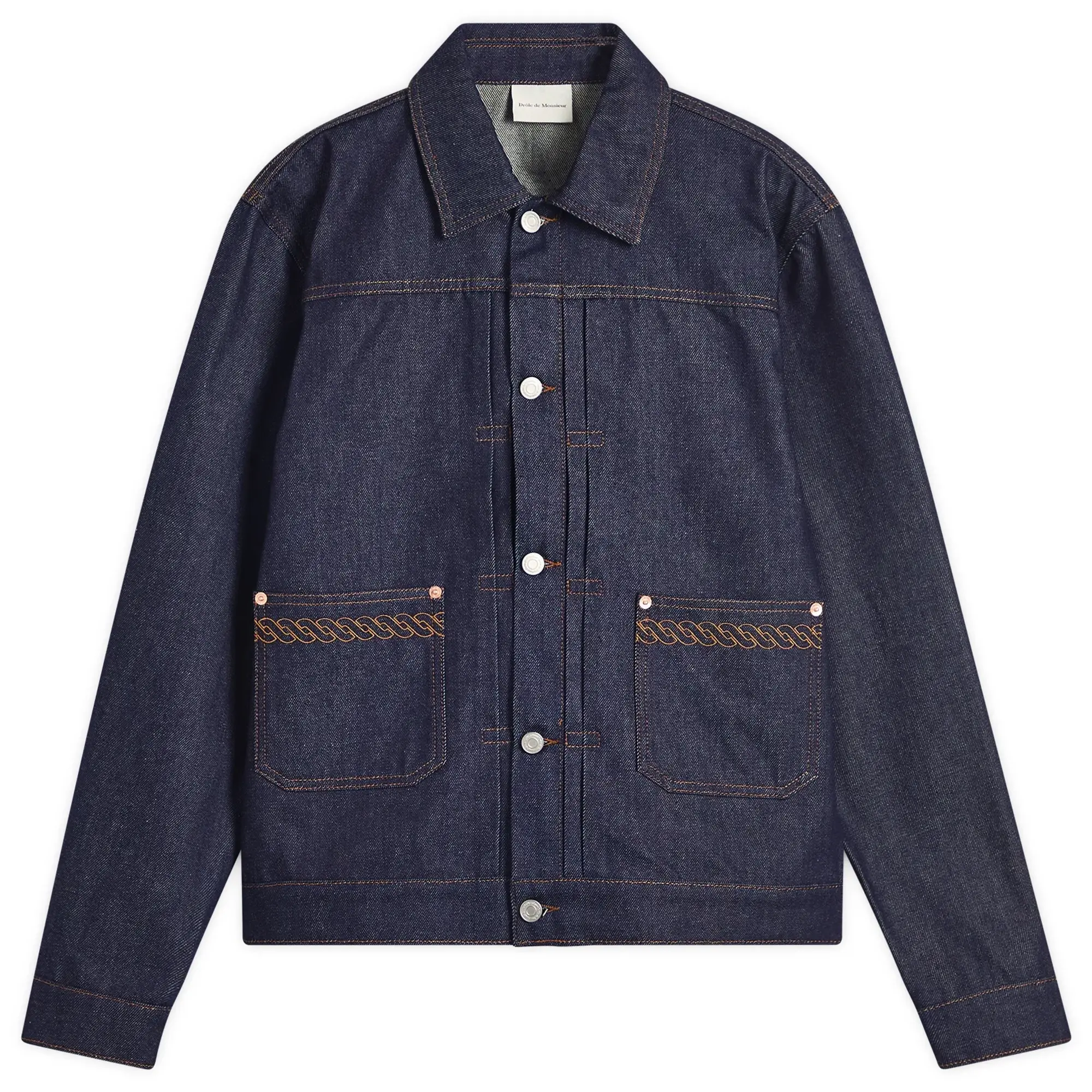 Drôle de Monsieur Men's Raw Denim Jacket Brut