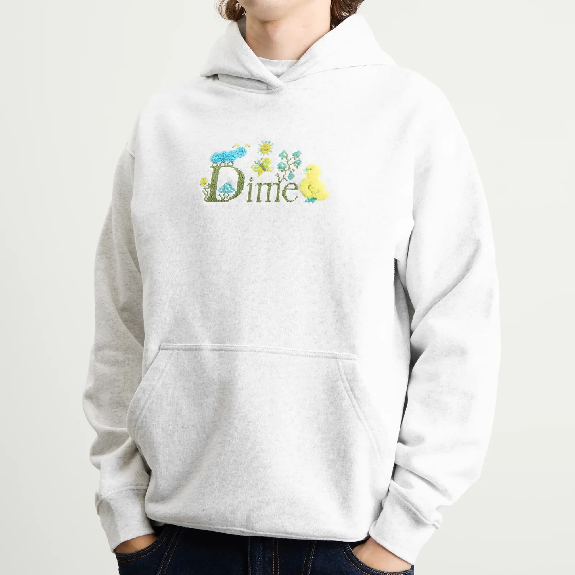 Dime Men's Classic Cross Stitch Hoodie Ash