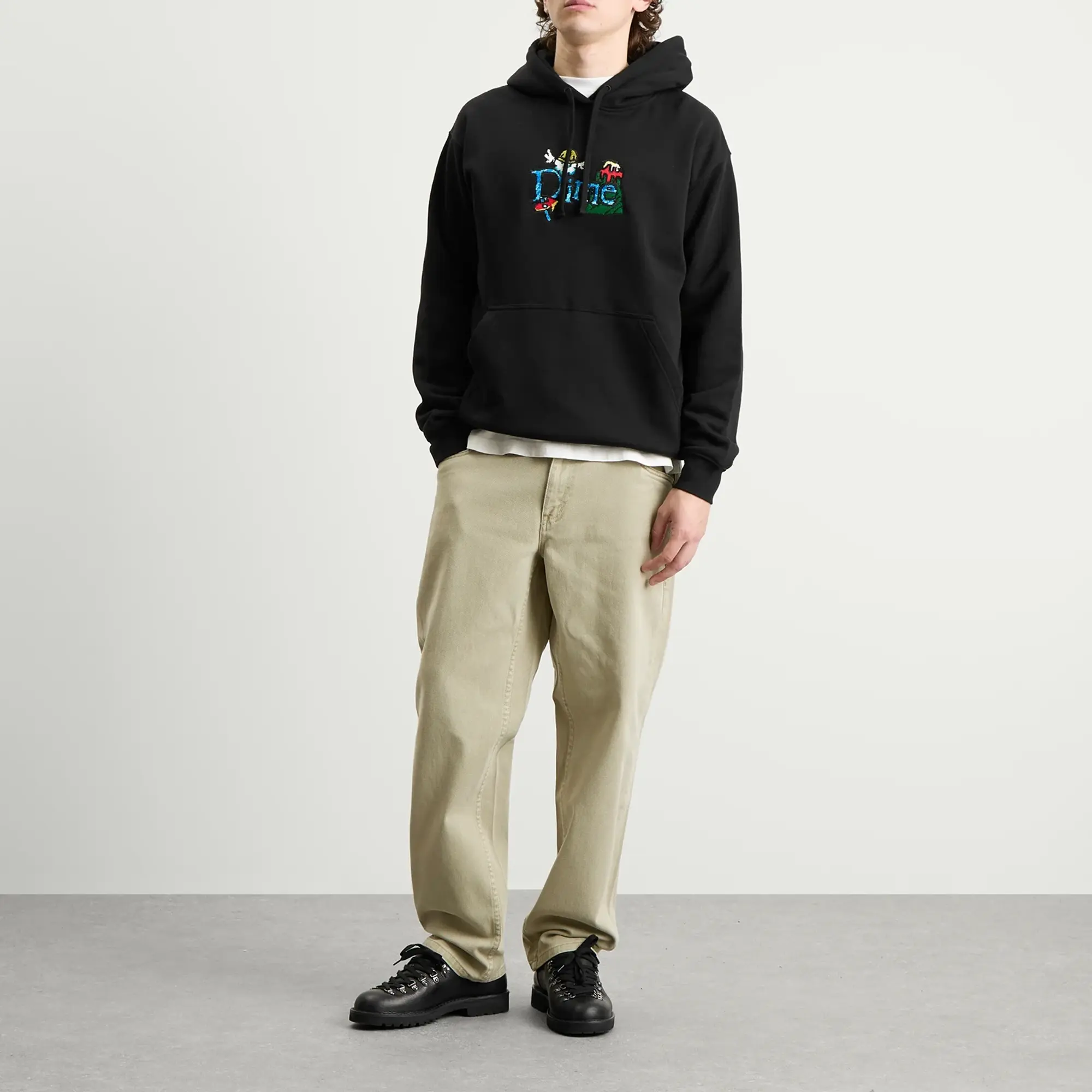 Dime Men's Classic Fuzzy Hoodie Black
