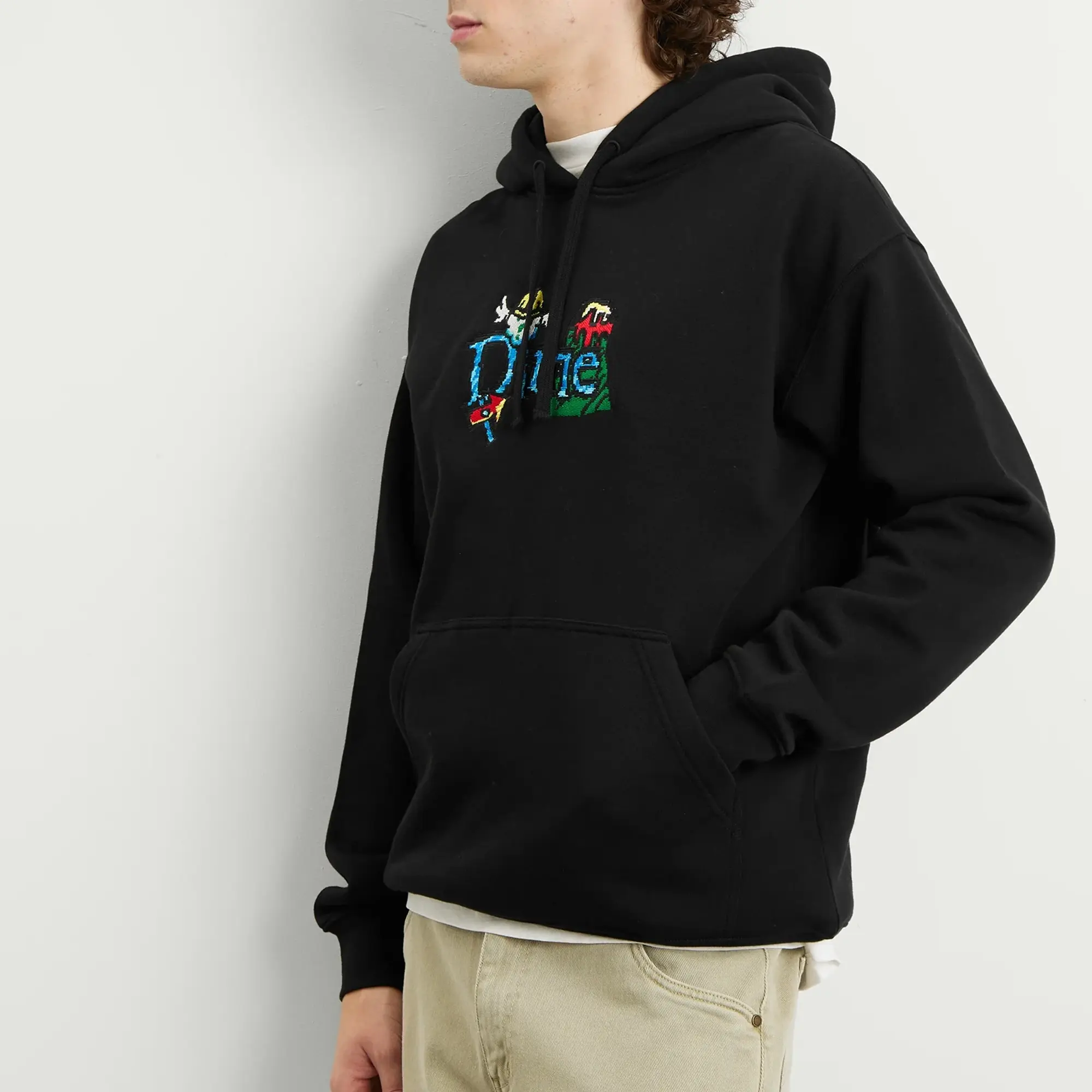 Dime Men's Classic Fuzzy Hoodie Black