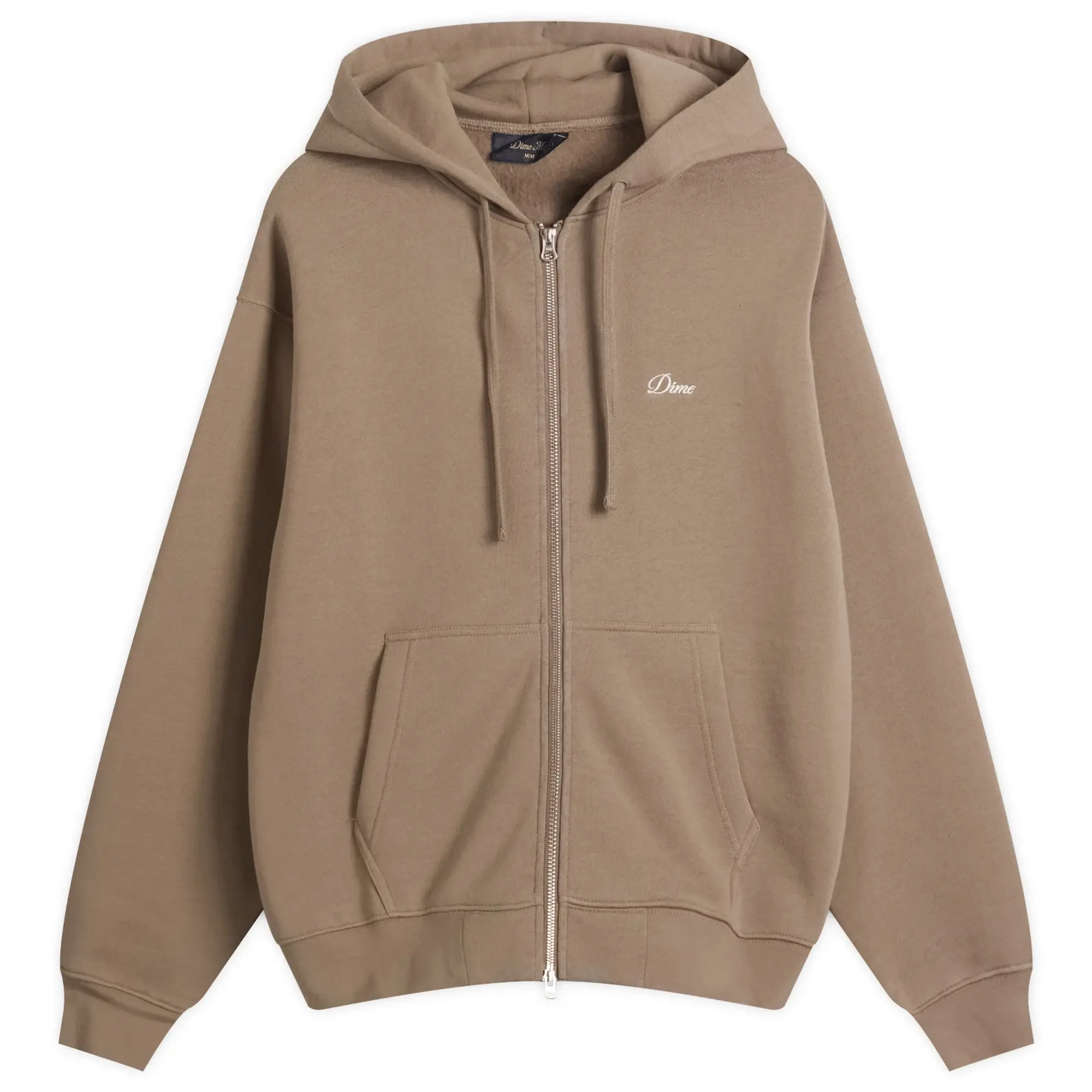 Dime Men's Cursive Small Logo Zip Hoodie Driftwood