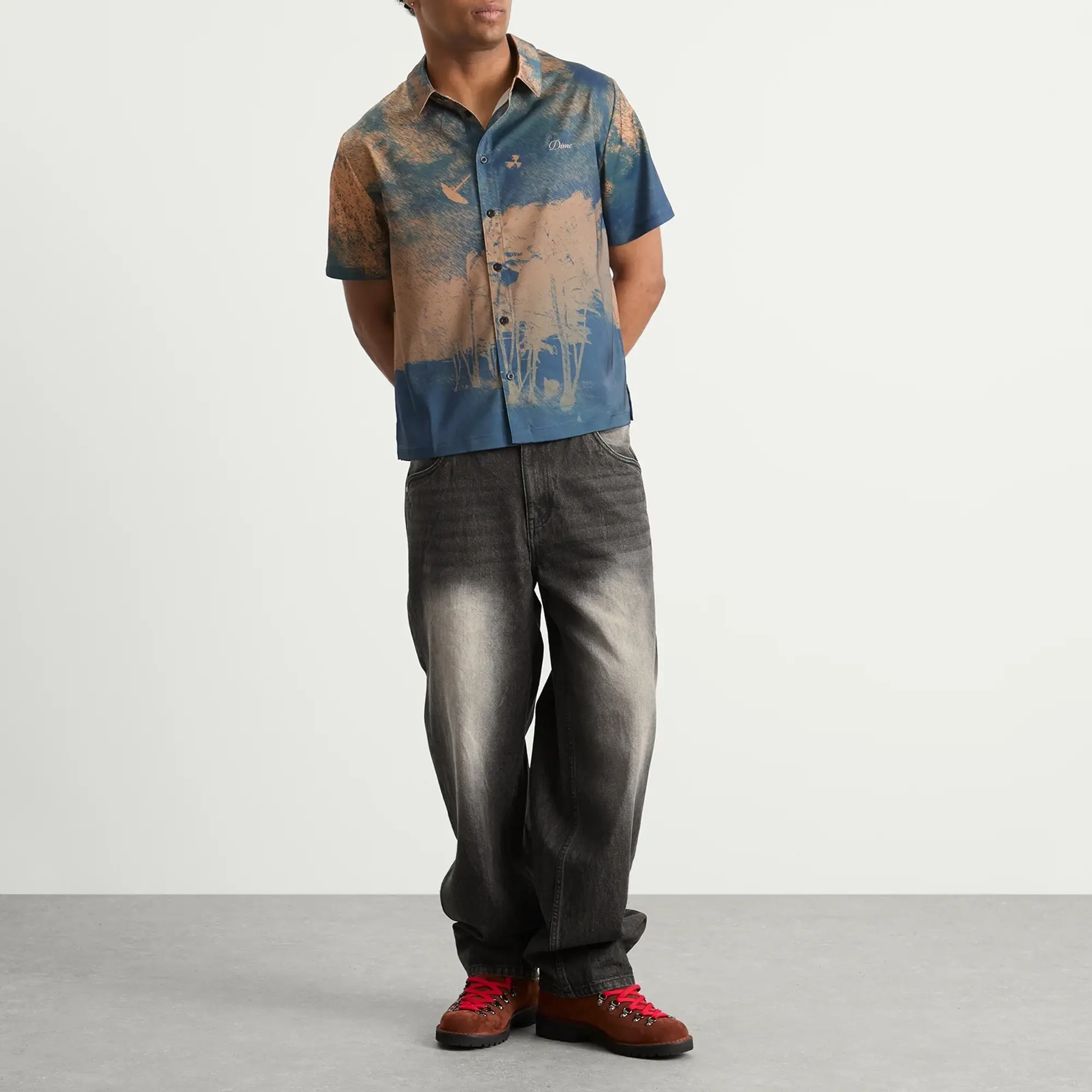 Dime Men's Classic Baggy Denim Pants Sandblasted Black