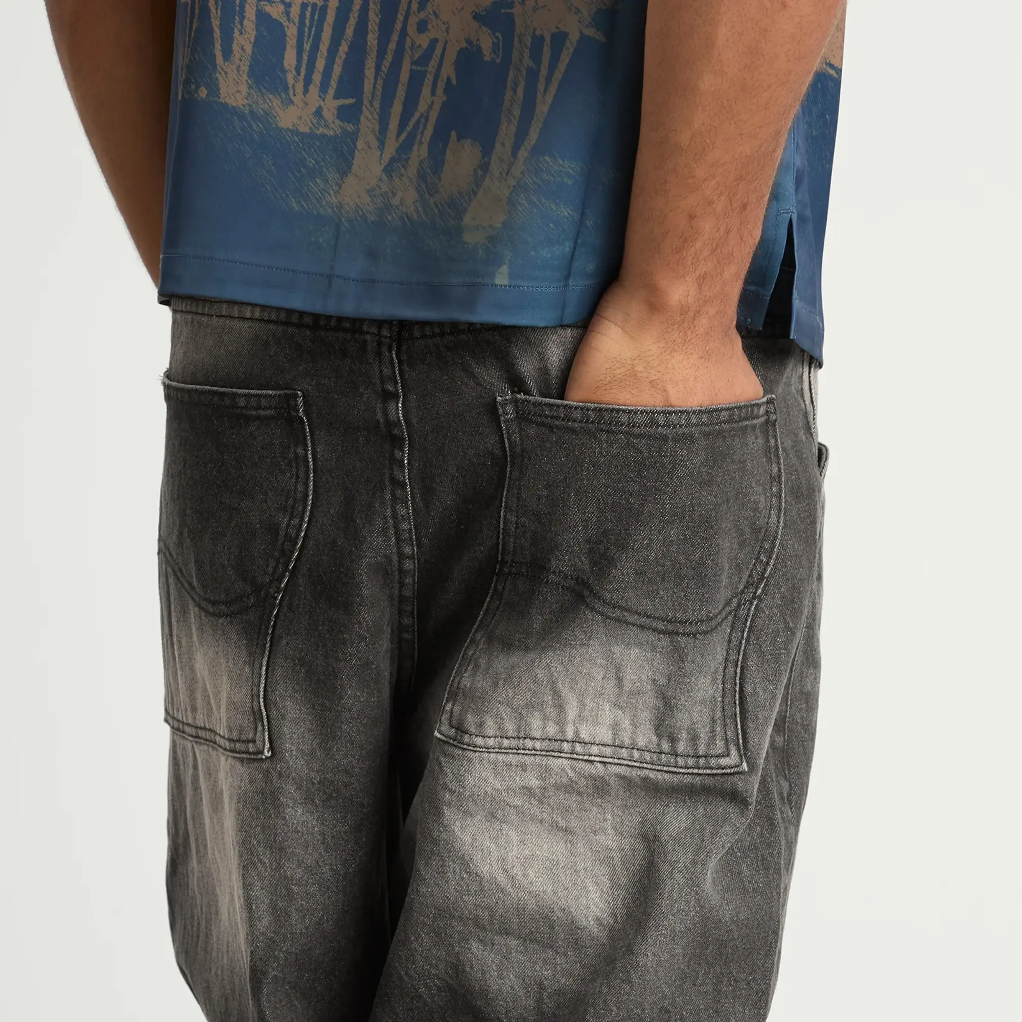 Dime Men's Classic Baggy Denim Pants Sandblasted Black