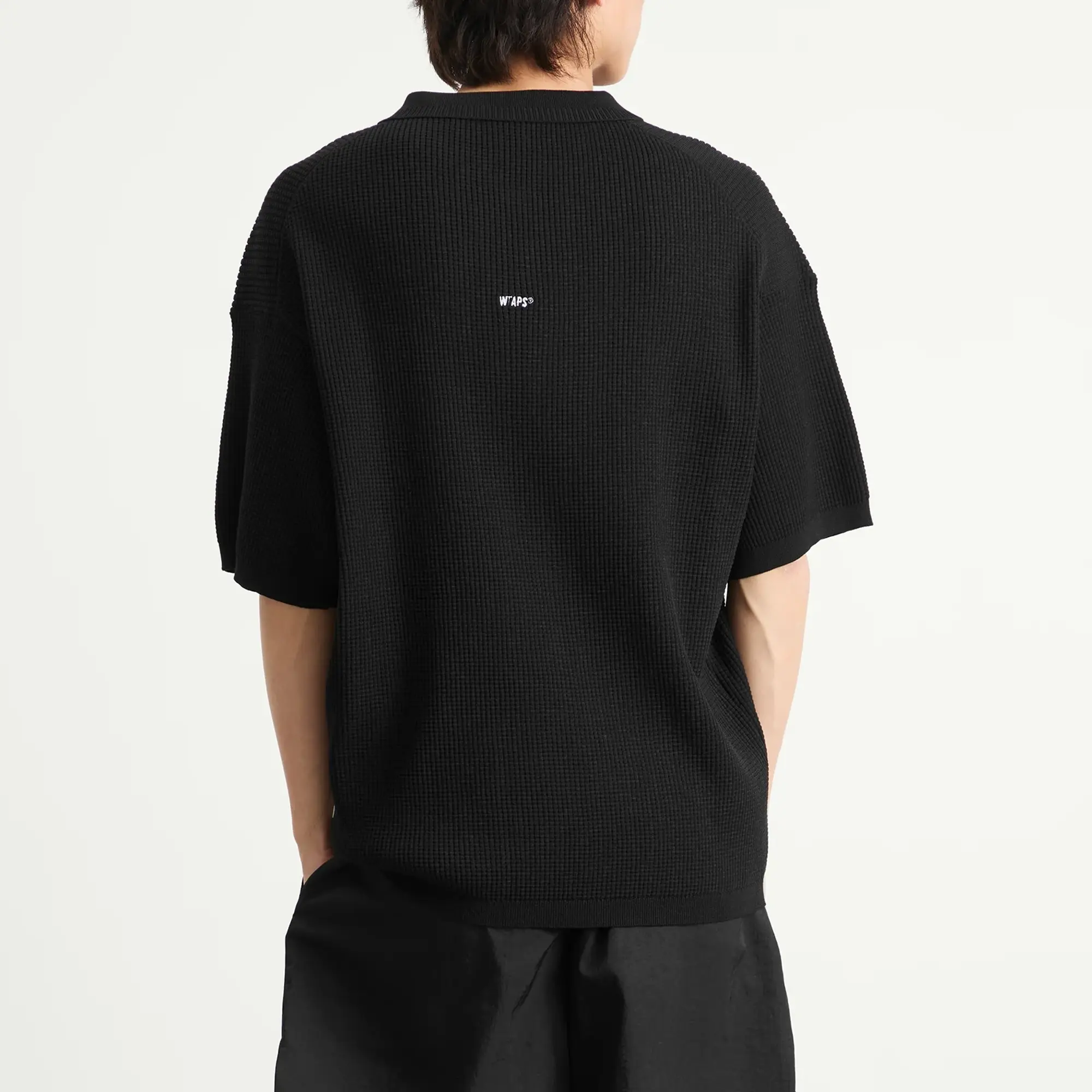 WTAPS Men's Waffle Knit Polo Black