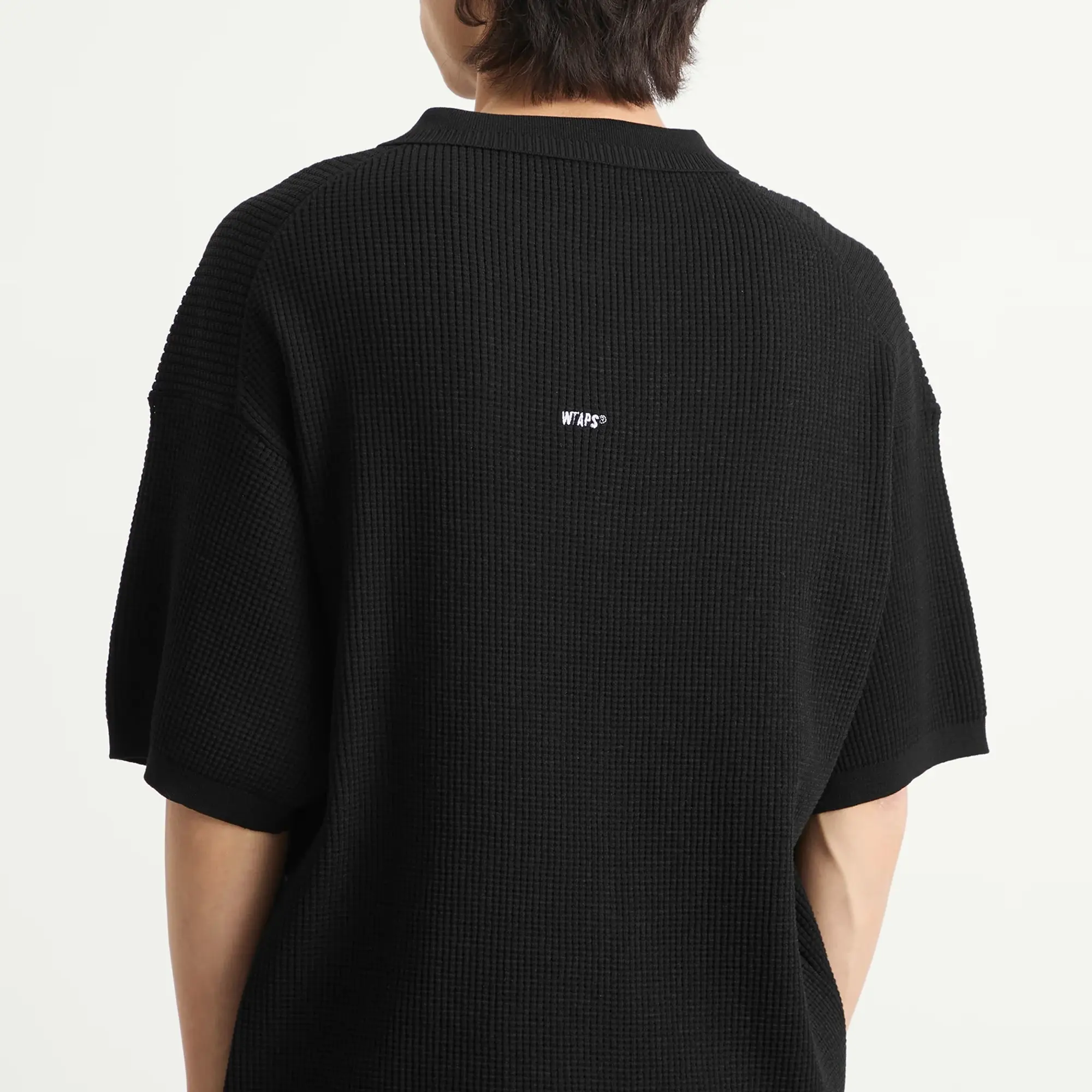 WTAPS Men's Waffle Knit Polo Black