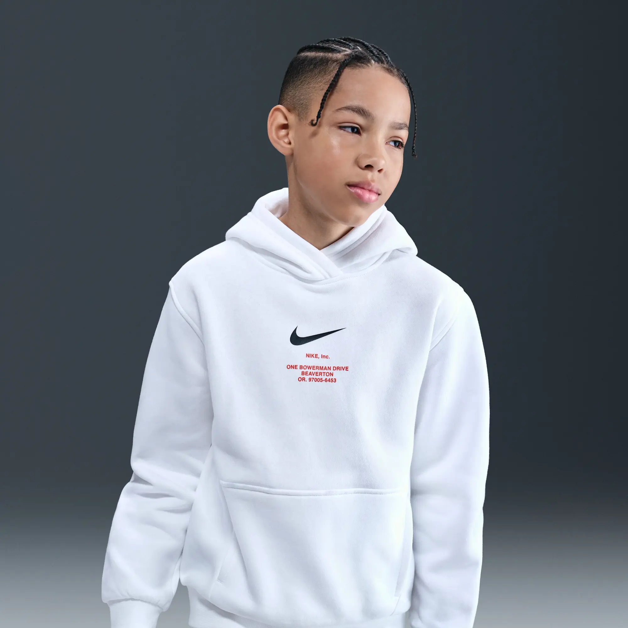 Nike Sportswear Club Fleece Older Kids' (Boys') Pullover Hoodie - White - Cotton/Polyester