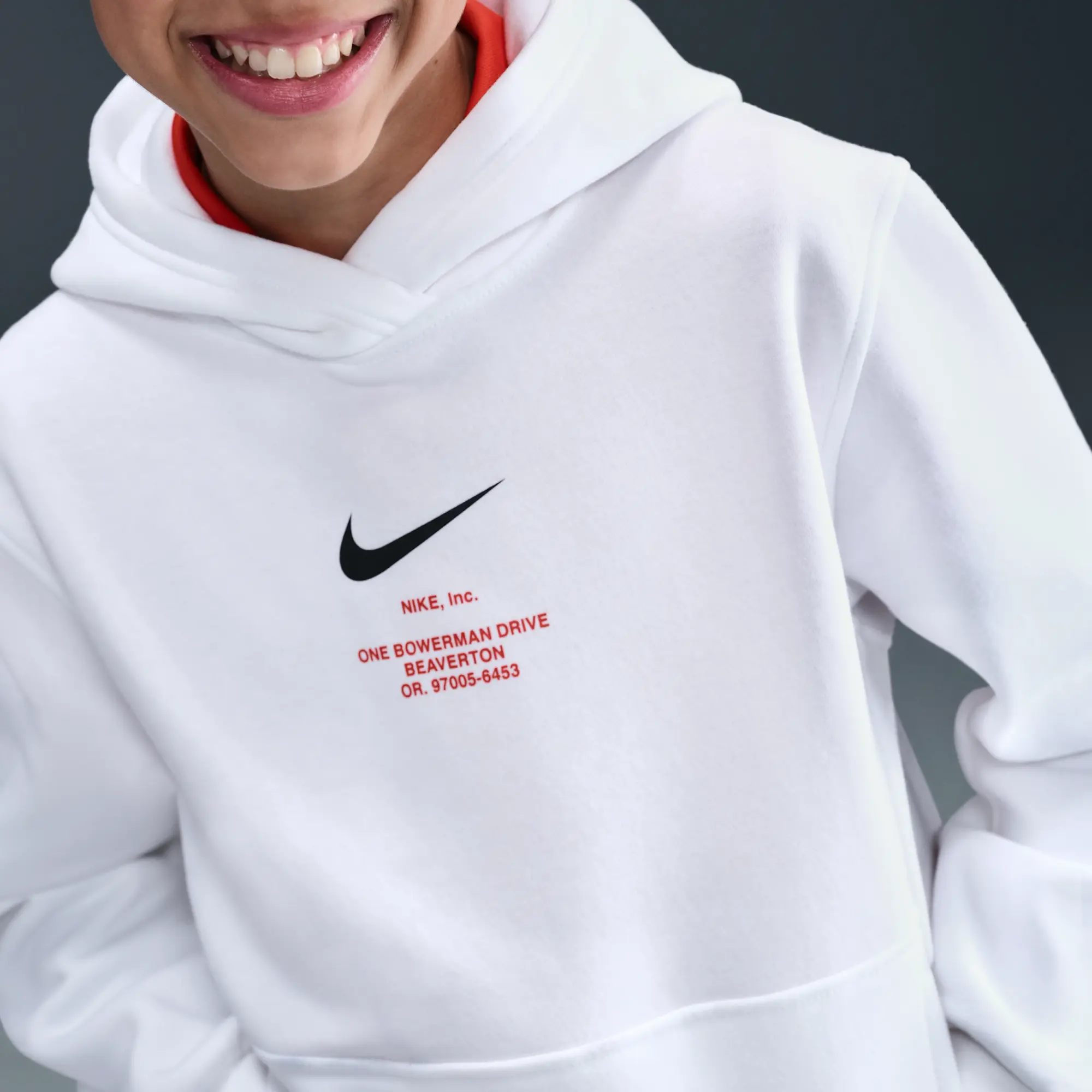 Nike Sportswear Club Fleece Older Kids' (Boys') Pullover Hoodie - White - Cotton/Polyester