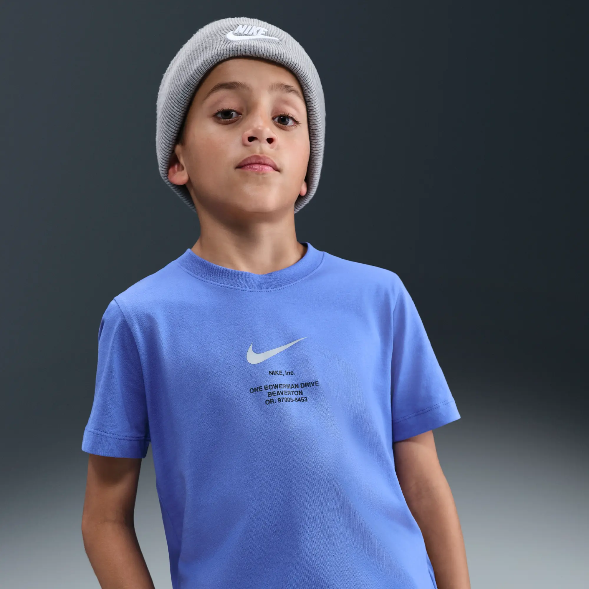 Nike Sportswear Older Kids' (Boys') T-Shirt - Blue - Cotton