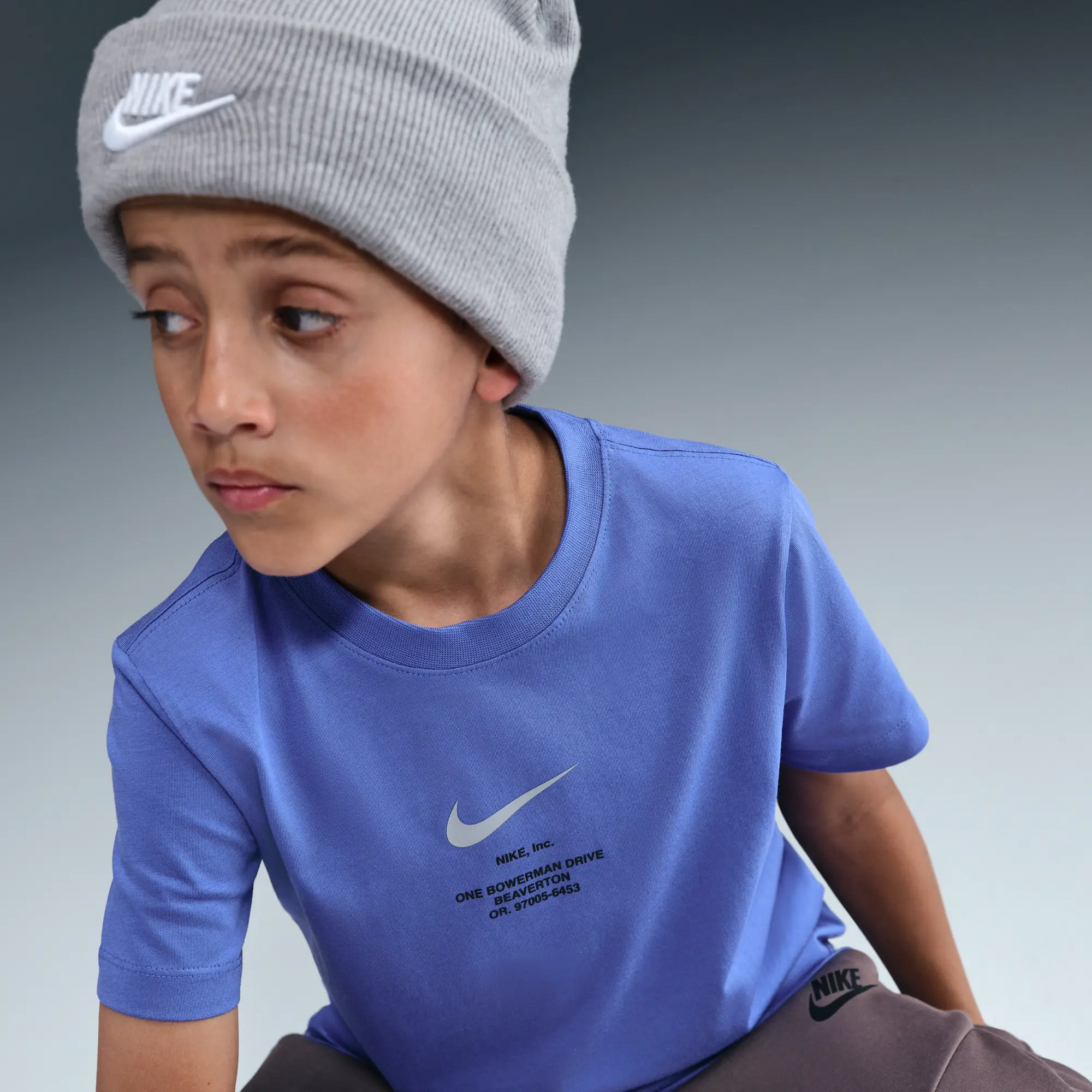 Nike Sportswear Older Kids' (Boys') T-Shirt - Blue - Cotton