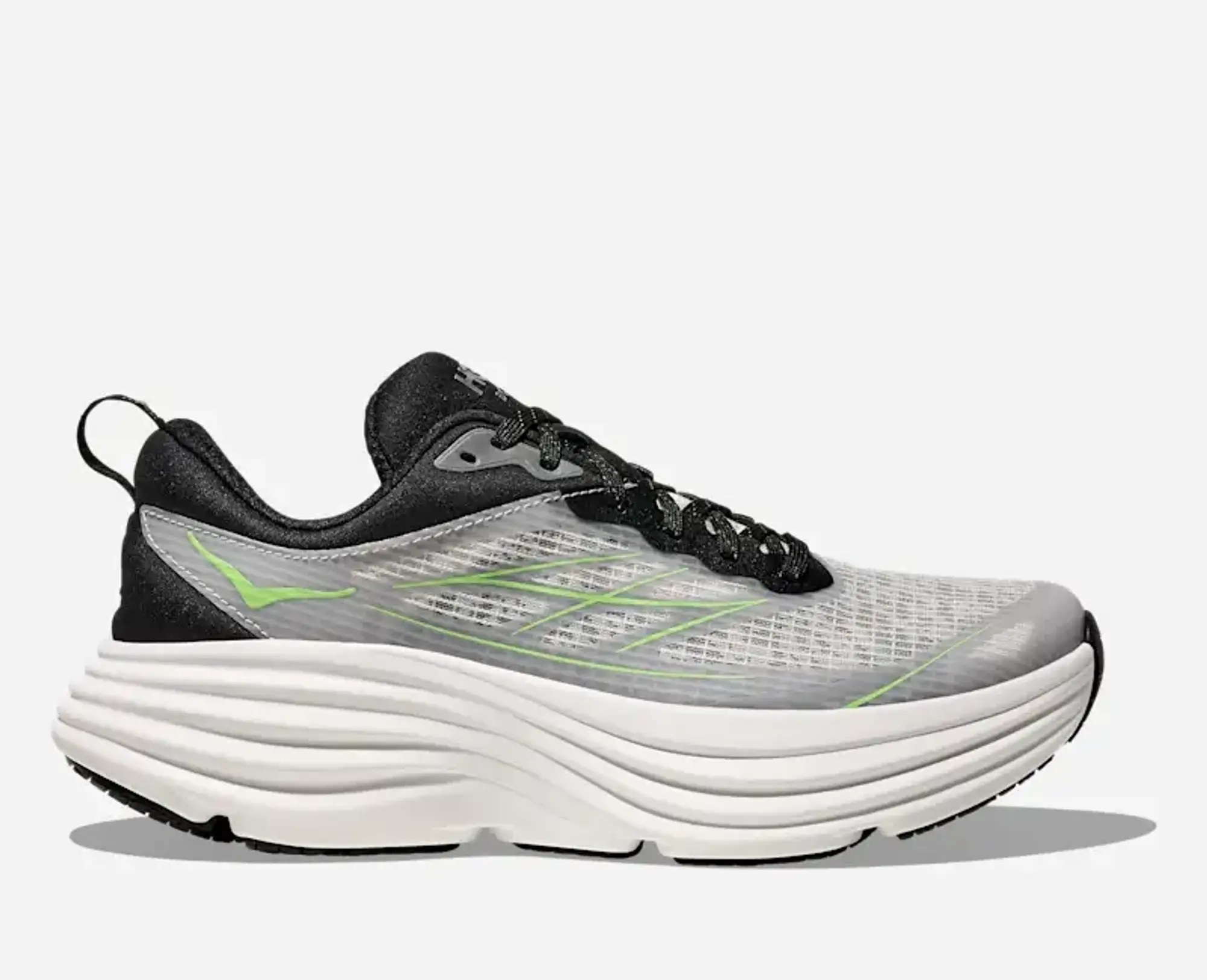 Hoka Stealth/Tech Bondi 8 Caged Lifestyle Shoes In White/Tart Apple