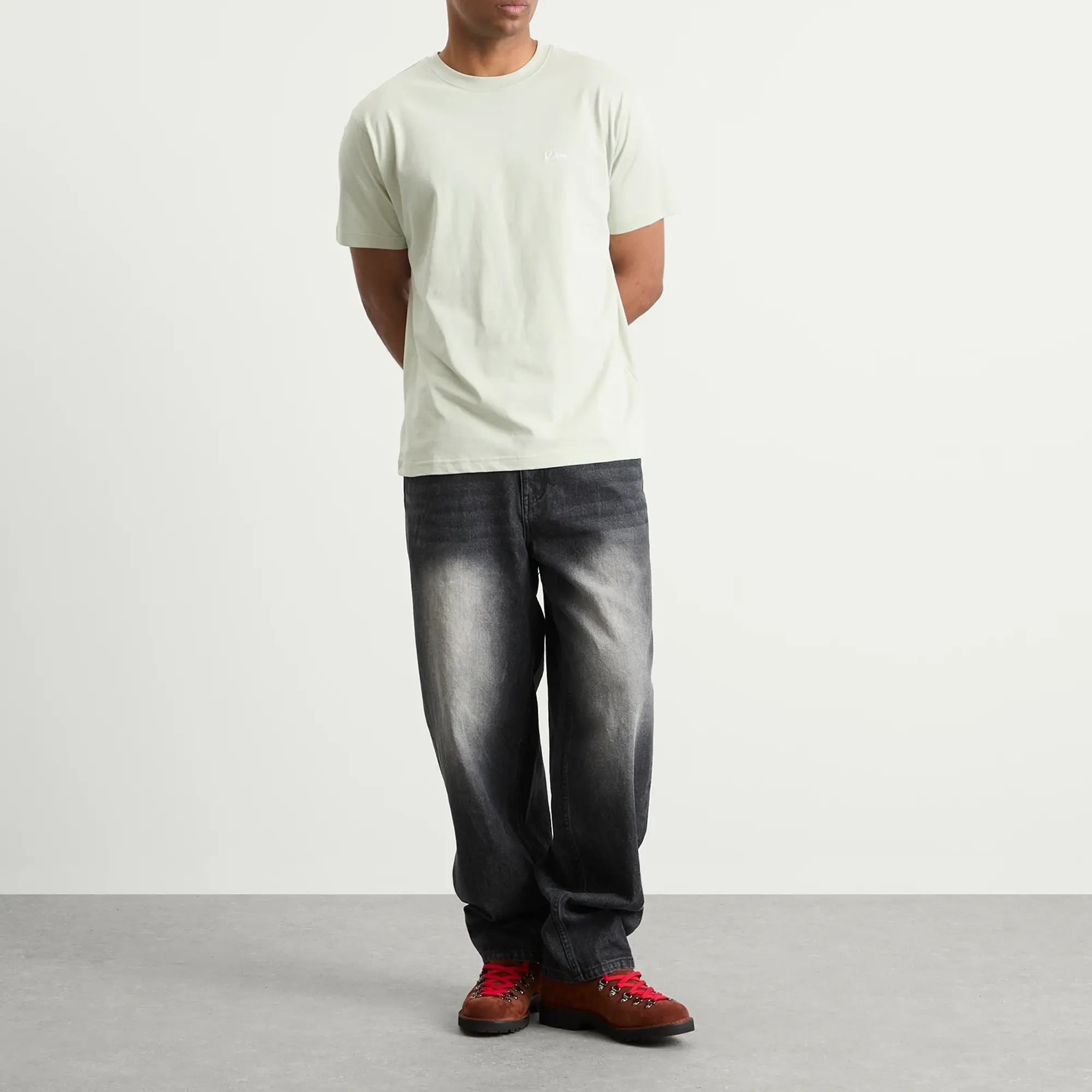 Dime Men's Cursive Small Logo T-Shirt Charcoal Moss