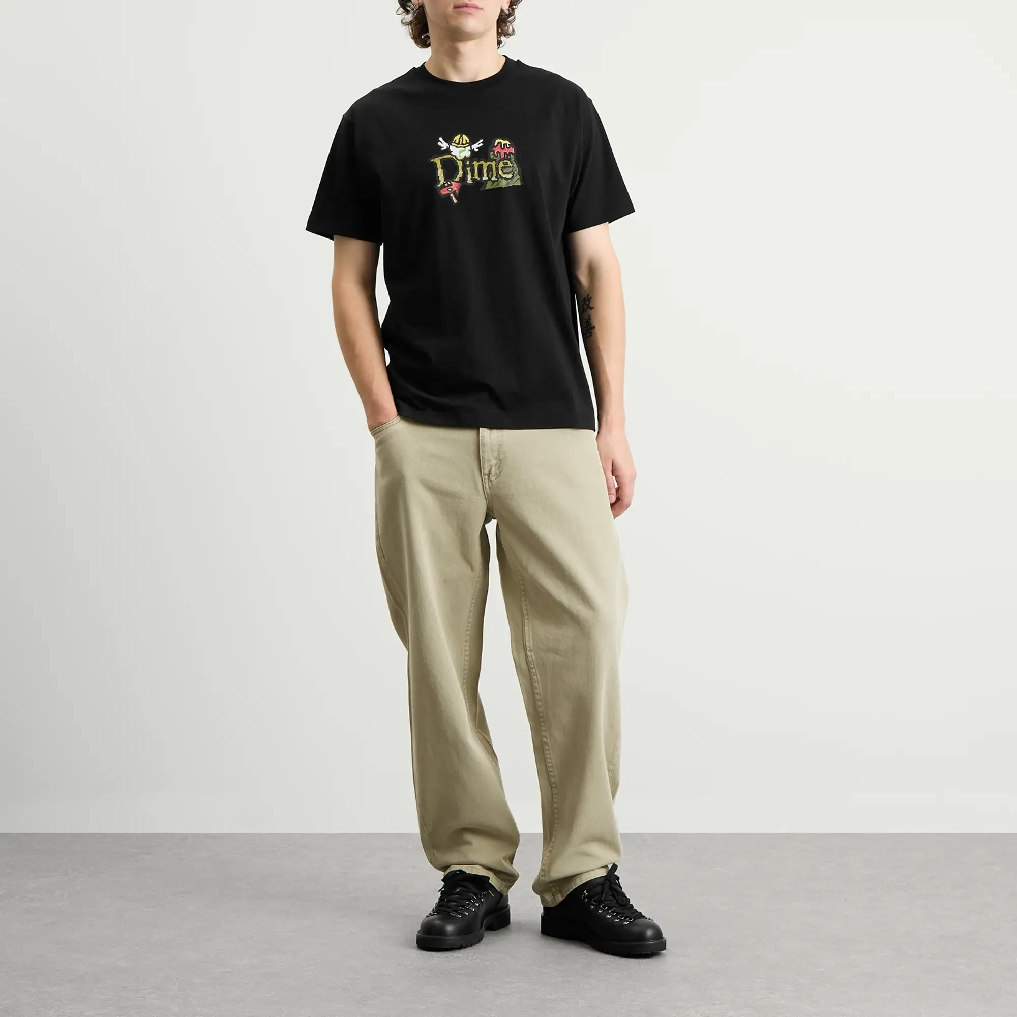 Dime Men's Classic Fuzzy T-Shirt Black
