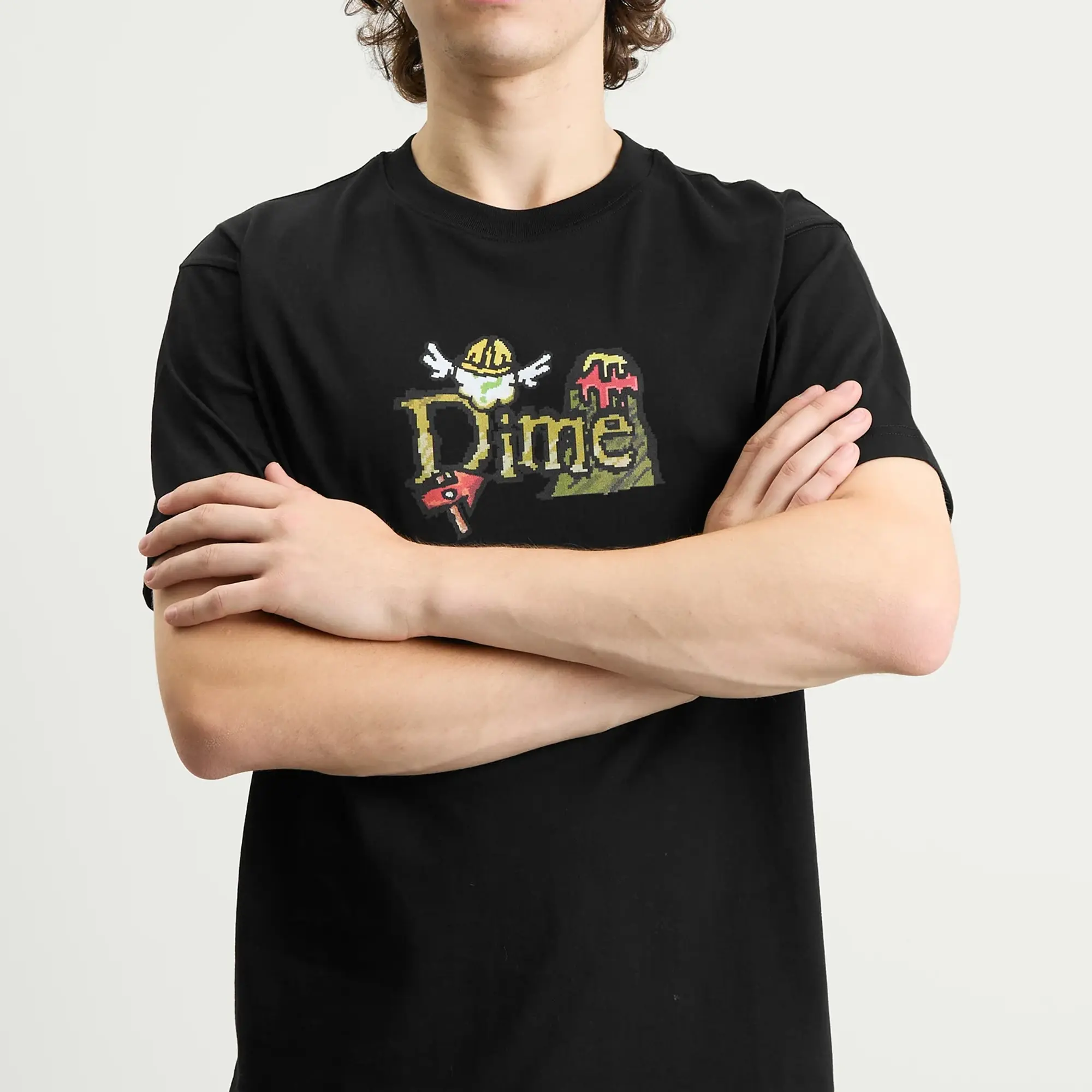 Dime Men's Classic Fuzzy T-Shirt Black