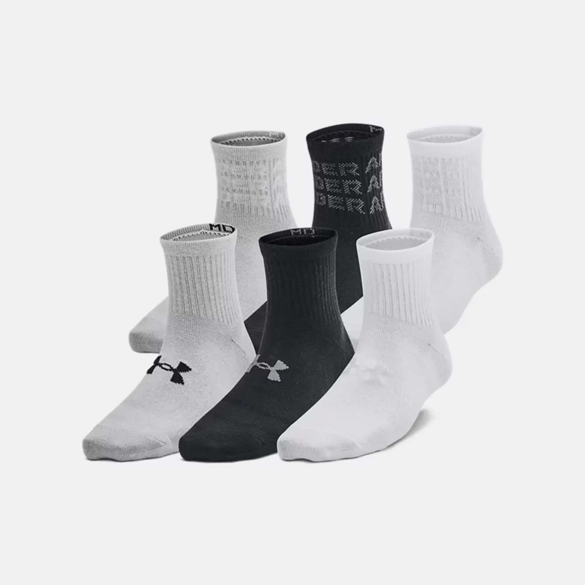 Under Armour  Essential Kids' 6-Pack Q Under Armour rter Socks Black / Black / Mod Gray M