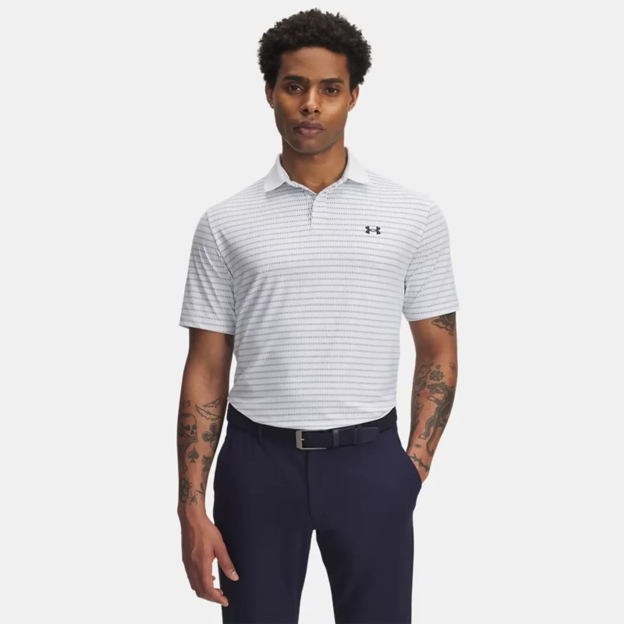 Under Armour  Drive Chill Printed Men's Polo White / Blue Calm / Midnight Navy L