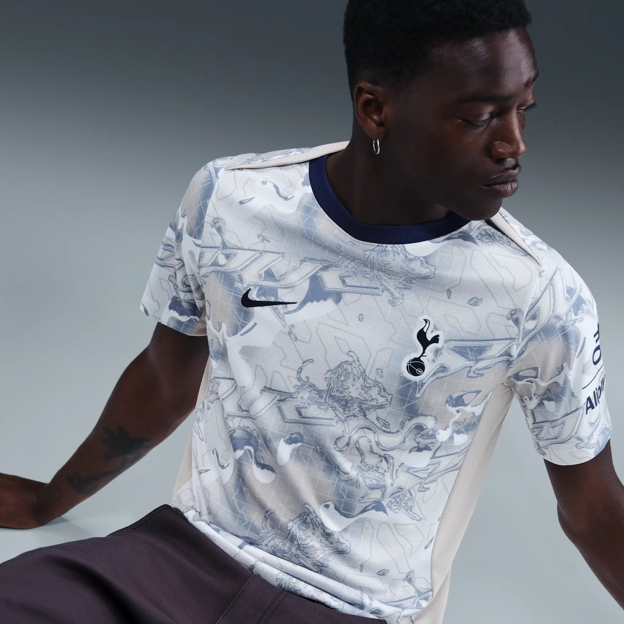 Tottenham Hotspur Academy Pro Home Men's Nike Dri-FIT Football Pre-Match Short-Sleeve Top - White - Sustainable Materials