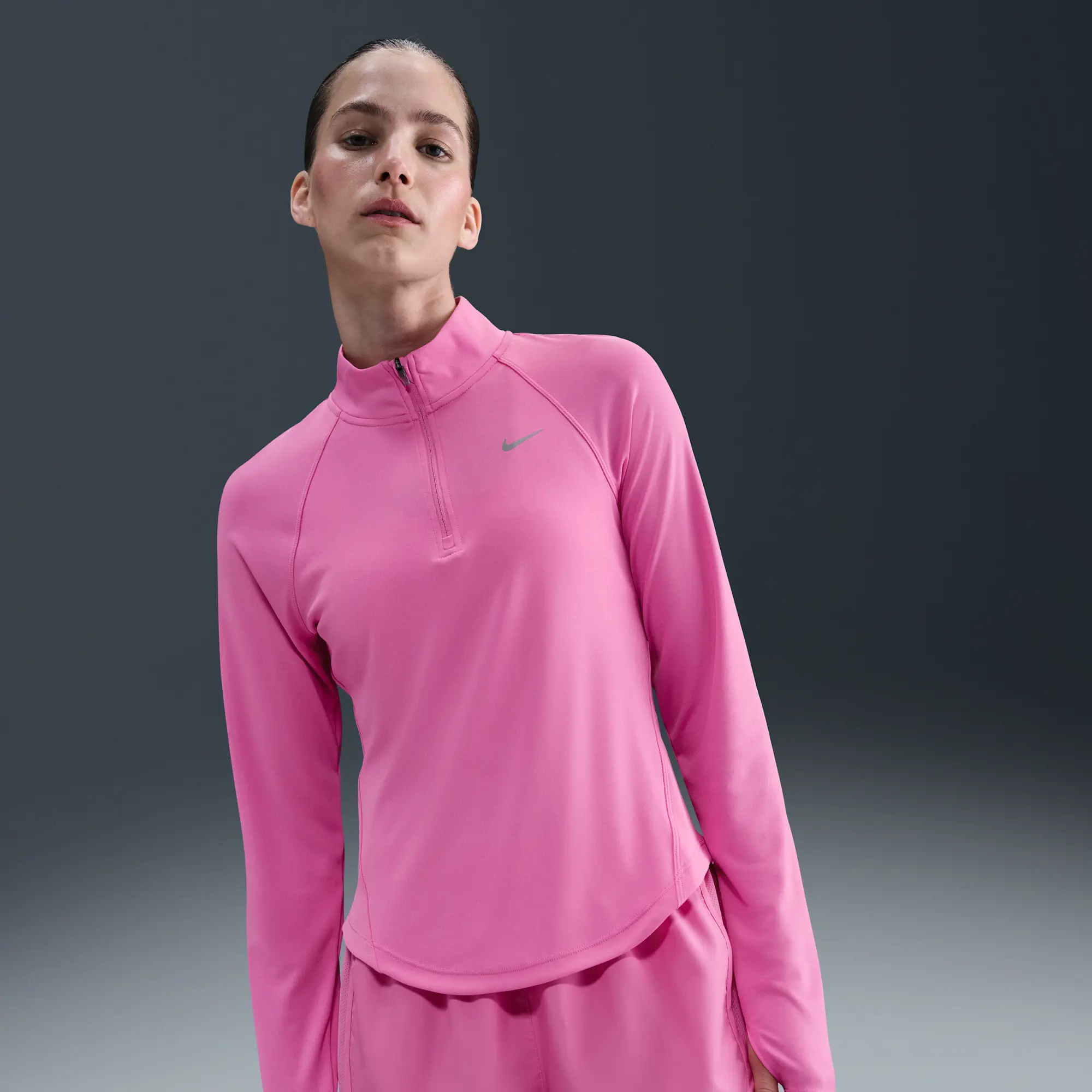 Nike Tempo Swoosh Run Women's Dri-FIT 1/4-Zip Running Top - Pink - Sustainable Materials