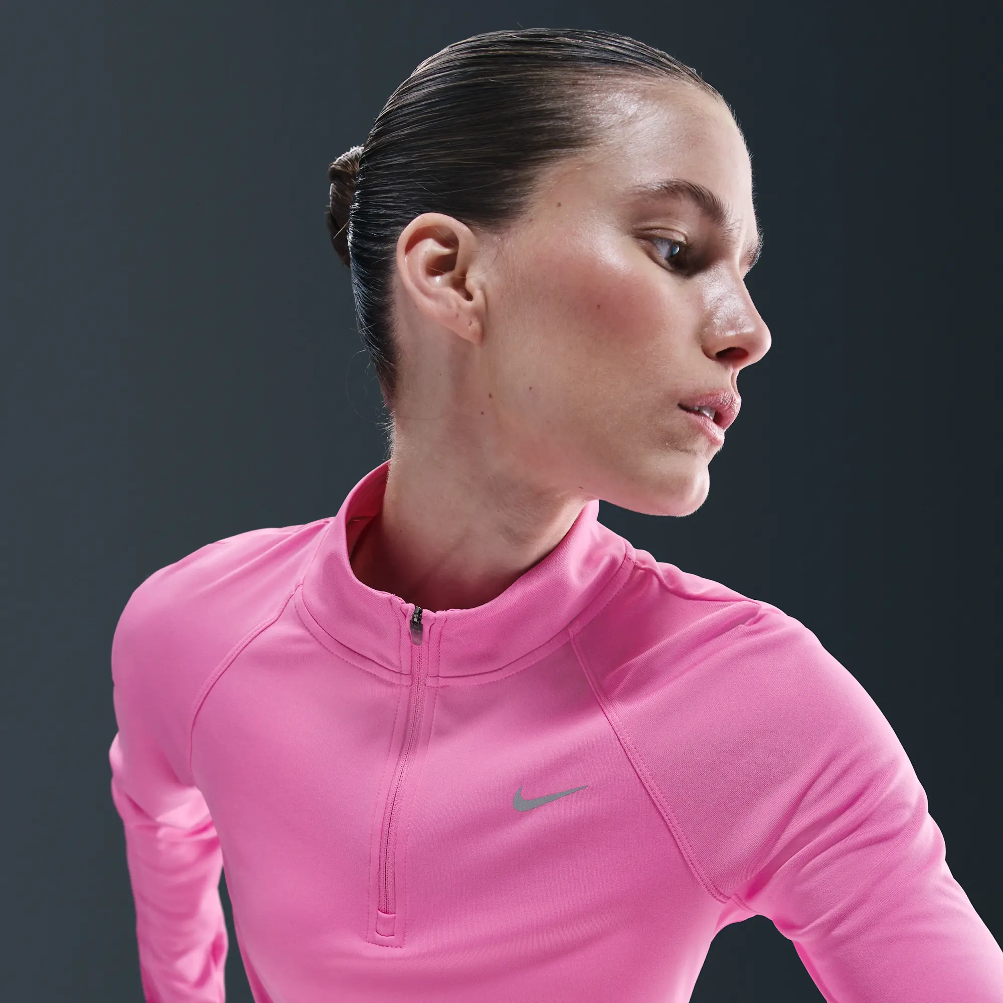 Nike Tempo Swoosh Run Women's Dri-FIT 1/4-Zip Running Top - Pink - Sustainable Materials