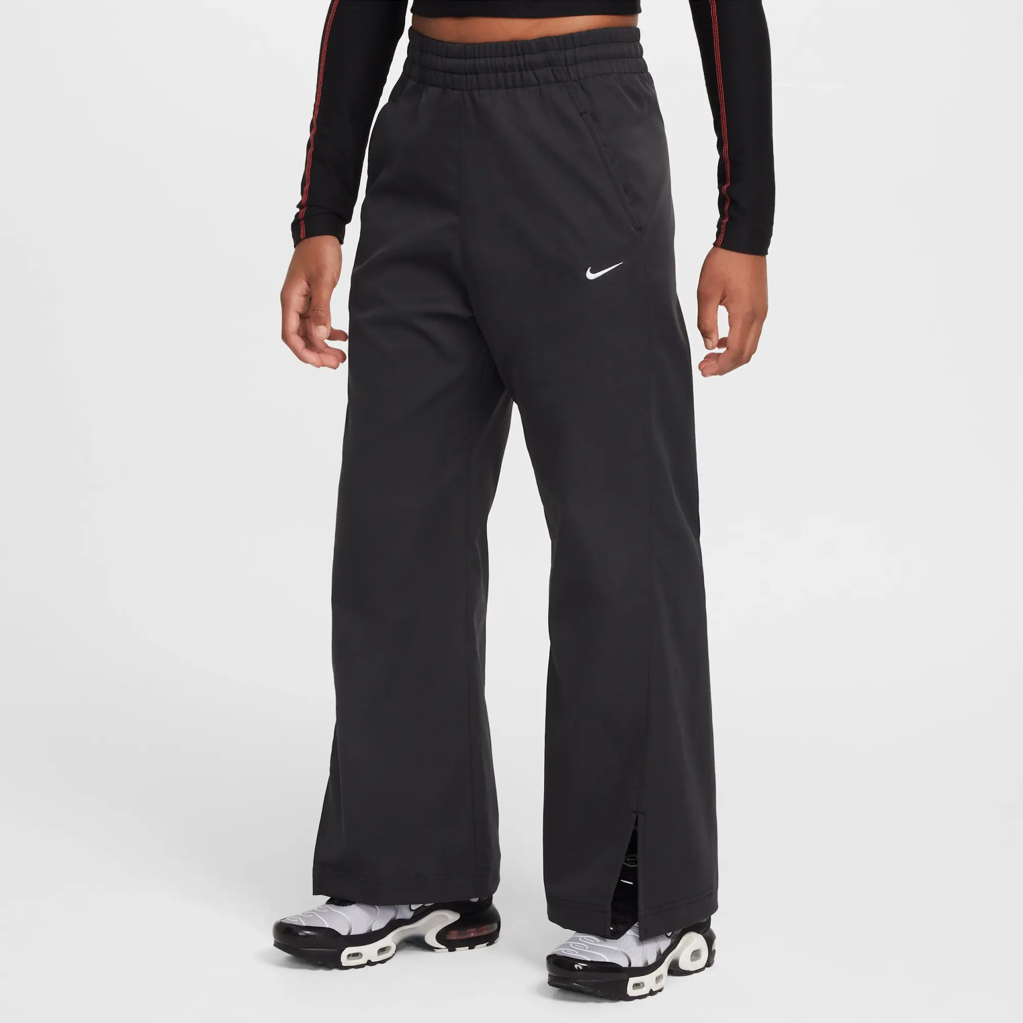 Nike Sportswear Older Kids' (Girls') Woven Wide-Leg Trousers - Black