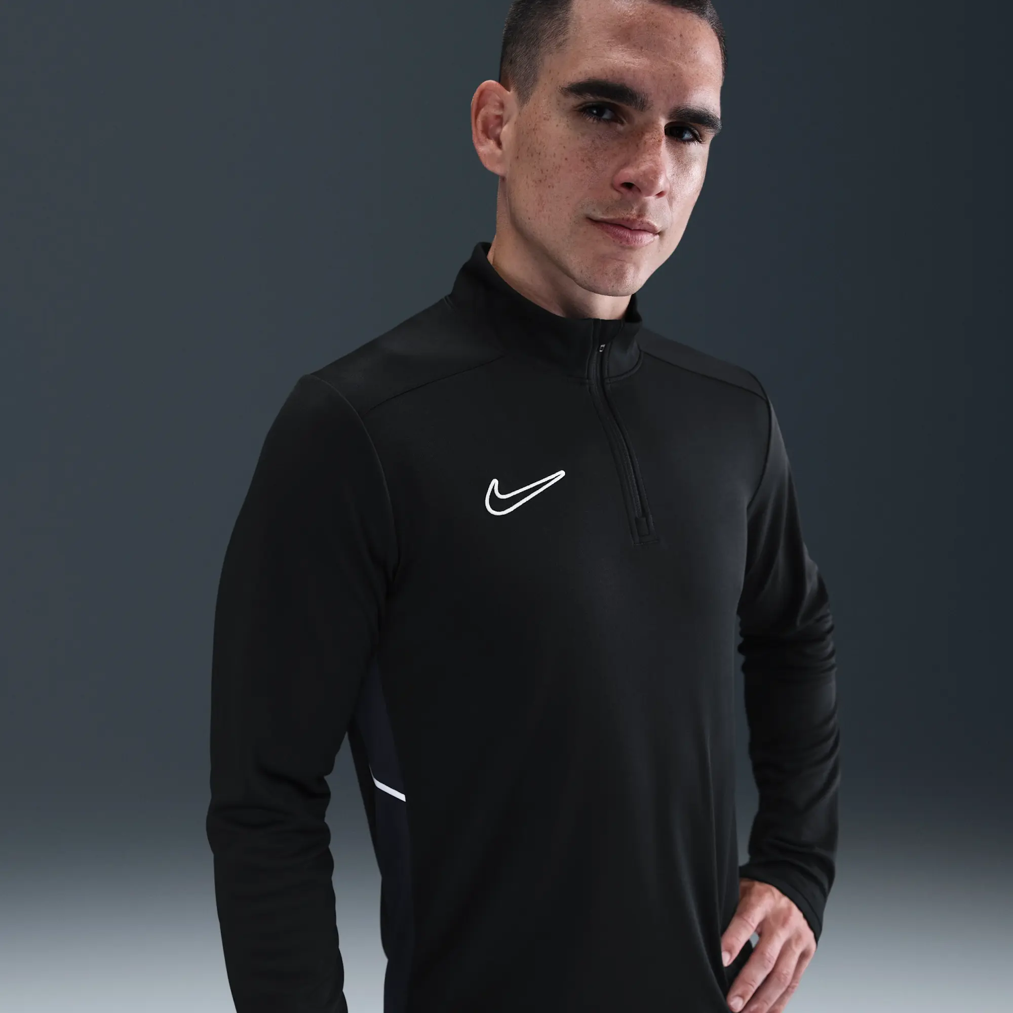Nike Academy Men's Dri-FIT Football Drill Top - Black - Sustainable Materials