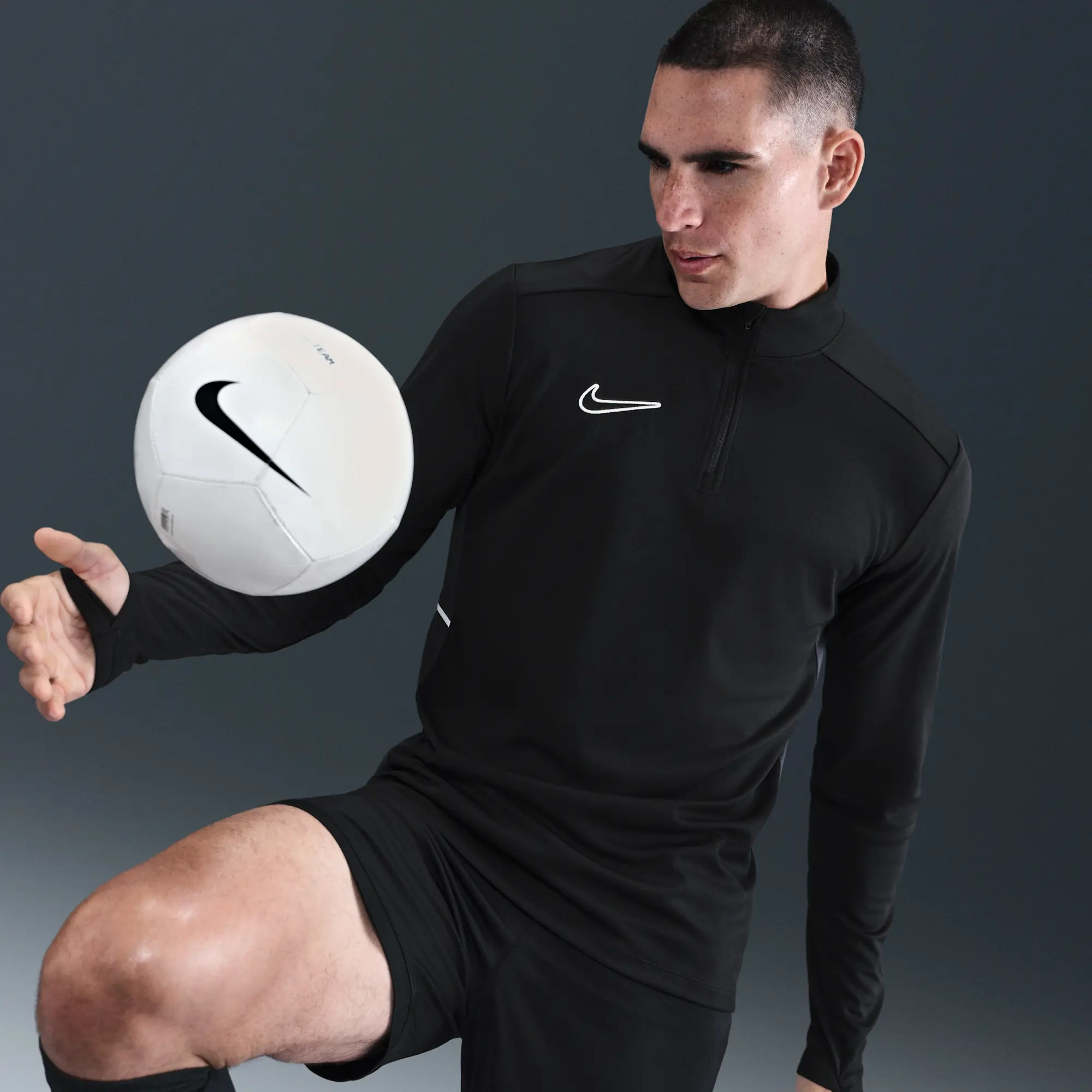 Nike Academy Men's Dri-FIT Football Drill Top - Black - Sustainable Materials
