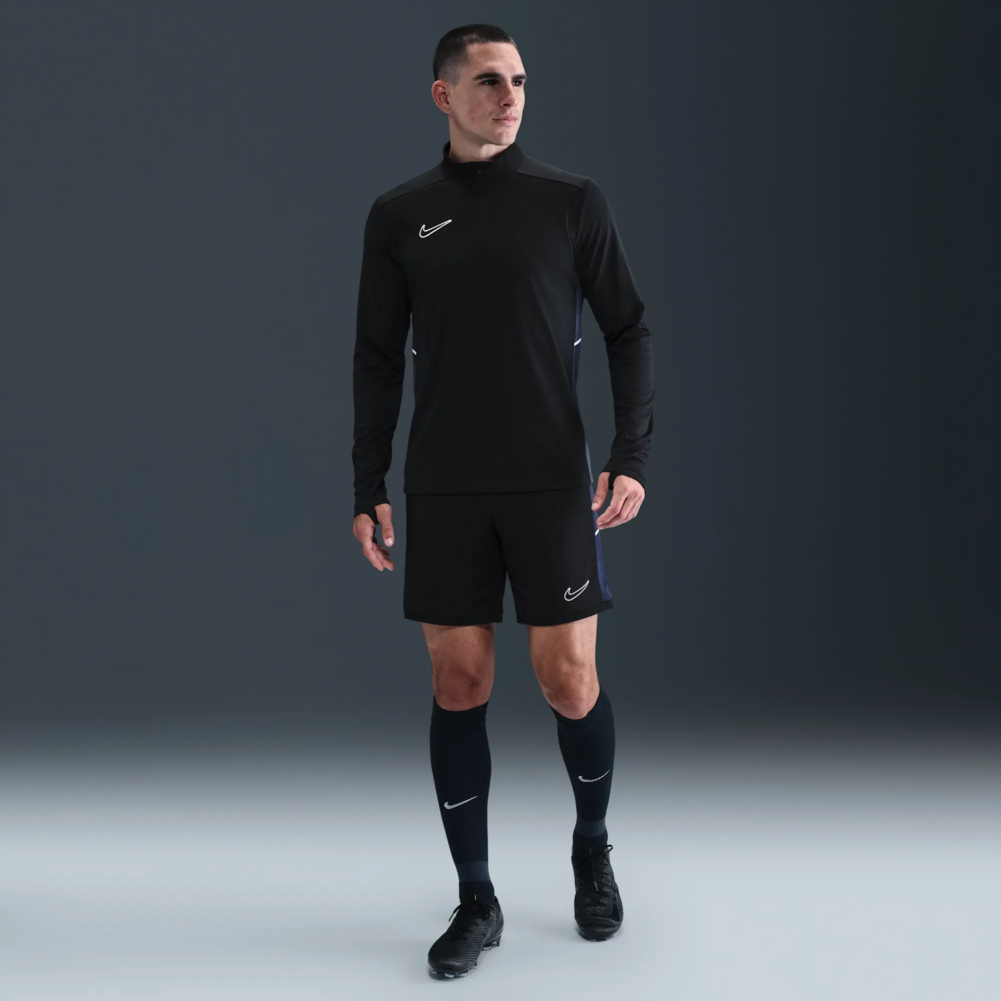 Nike Academy Men's Dri-FIT Football Drill Top - Black - Sustainable Materials