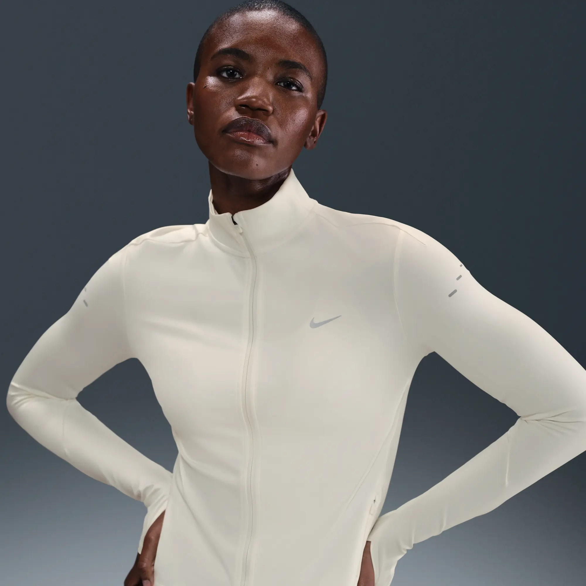 Nike Swift Women's Dri-FIT Full-Zip Mid-Layer Running Top - White - Sustainable Materials
