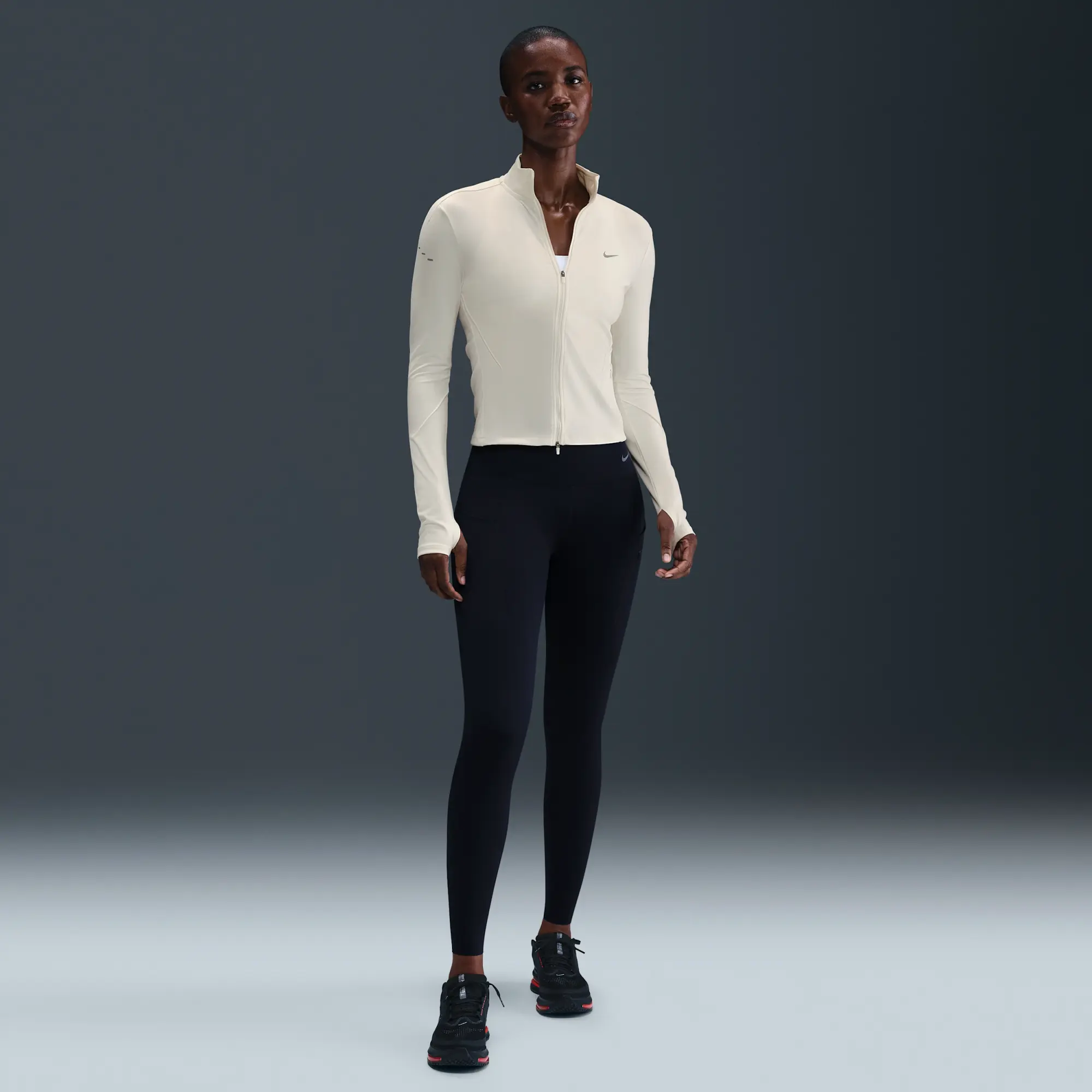 Nike Swift Women's Dri-FIT Full-Zip Mid-Layer Running Top - White - Sustainable Materials