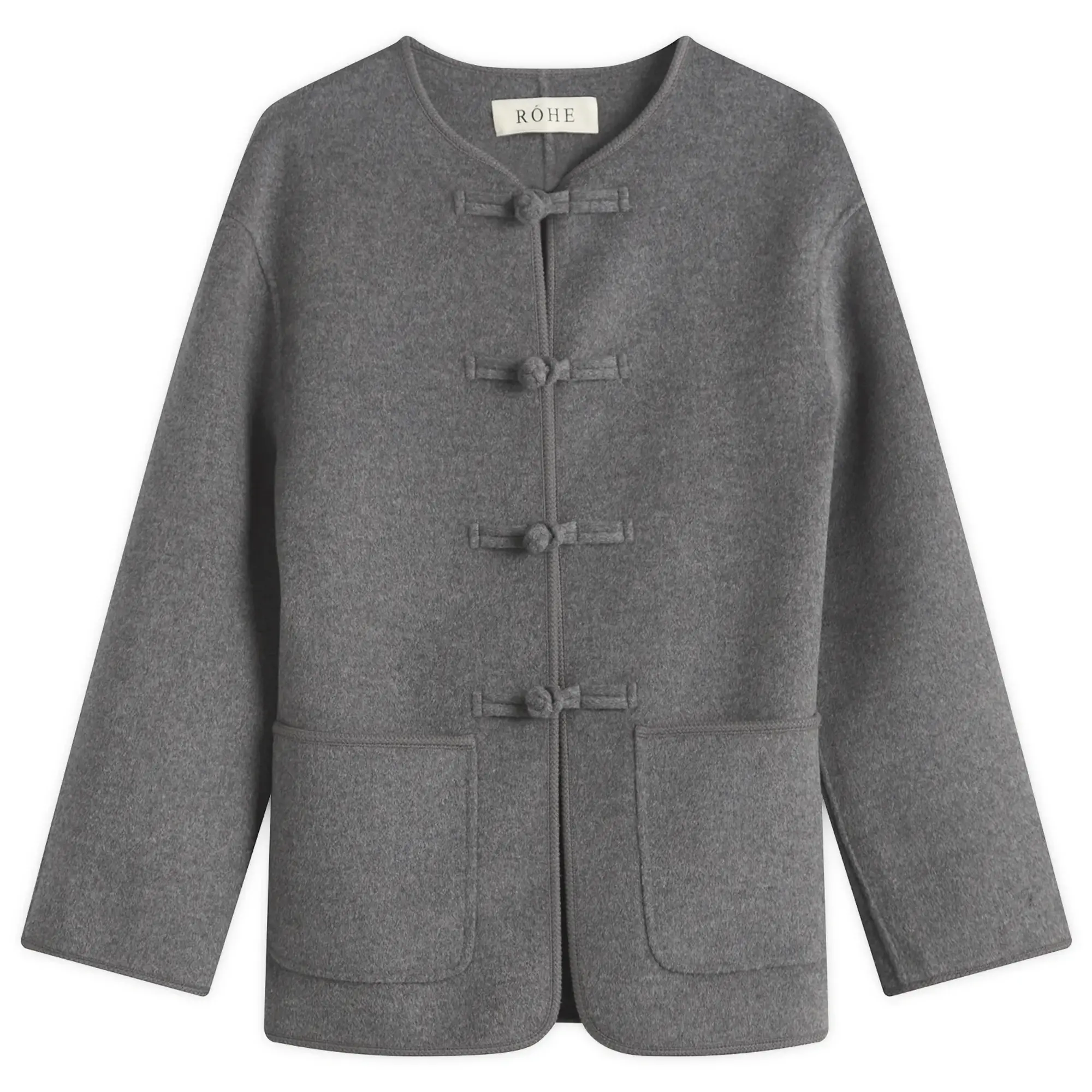 Róhe Women's Mandarin Closure Double-Faced Jacket Mid Grey Melange