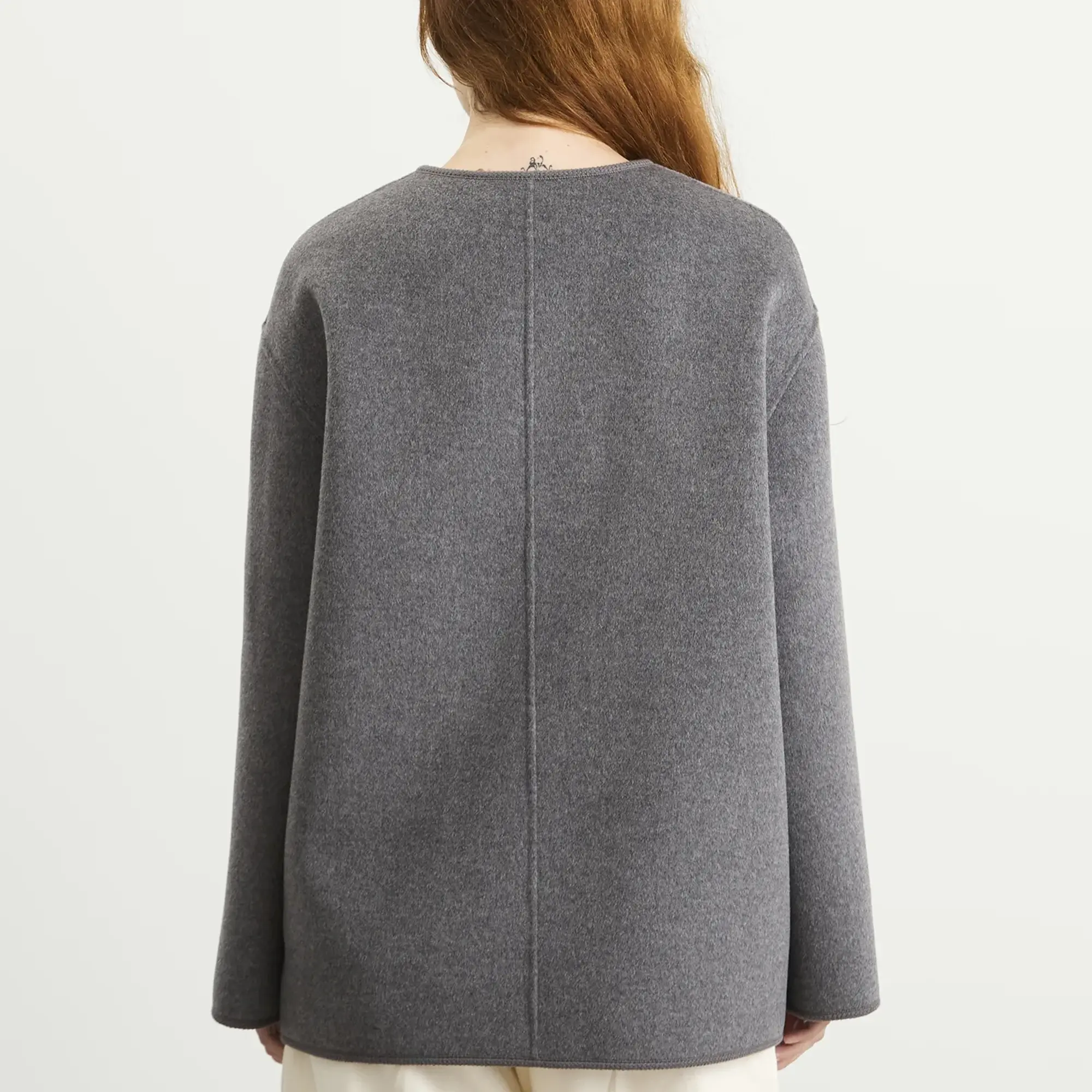 Róhe Women's Mandarin Closure Double-Faced Jacket Mid Grey Melange