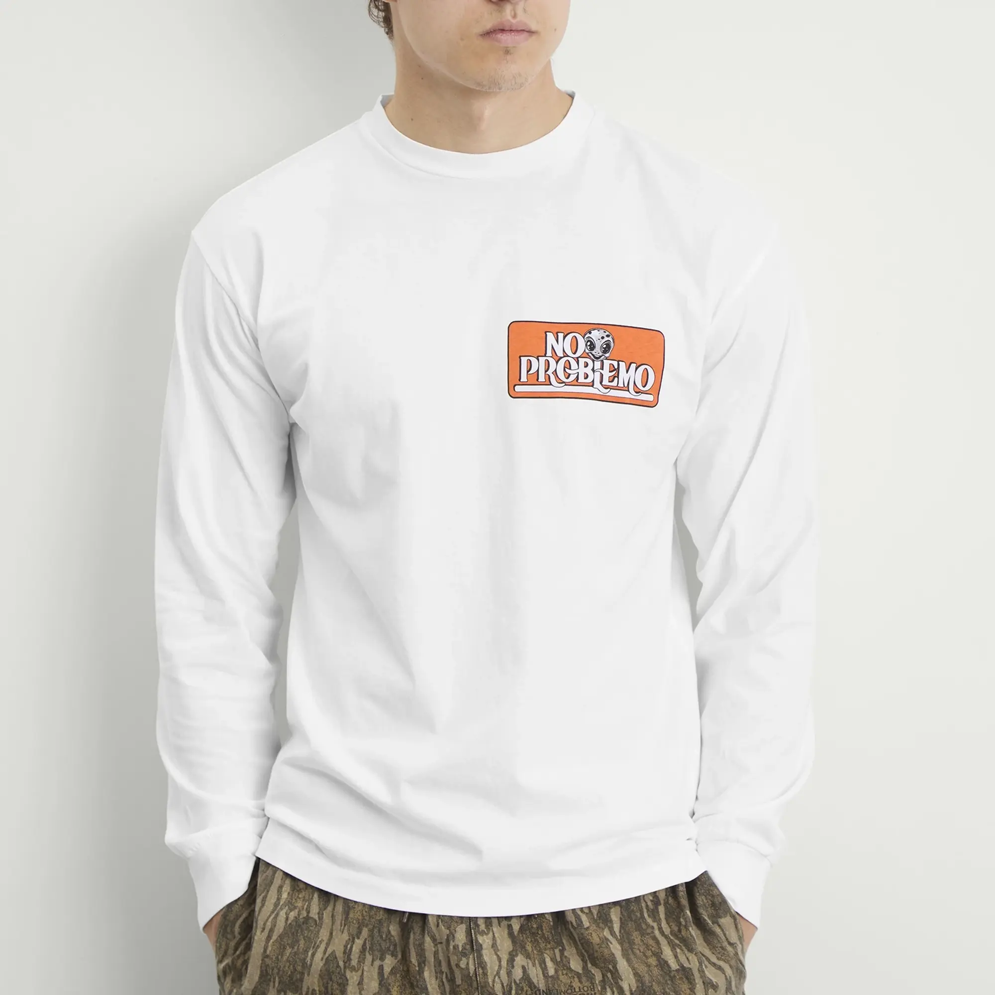 No Problemo Men's Stickers Long Sleeve T-Shirt White
