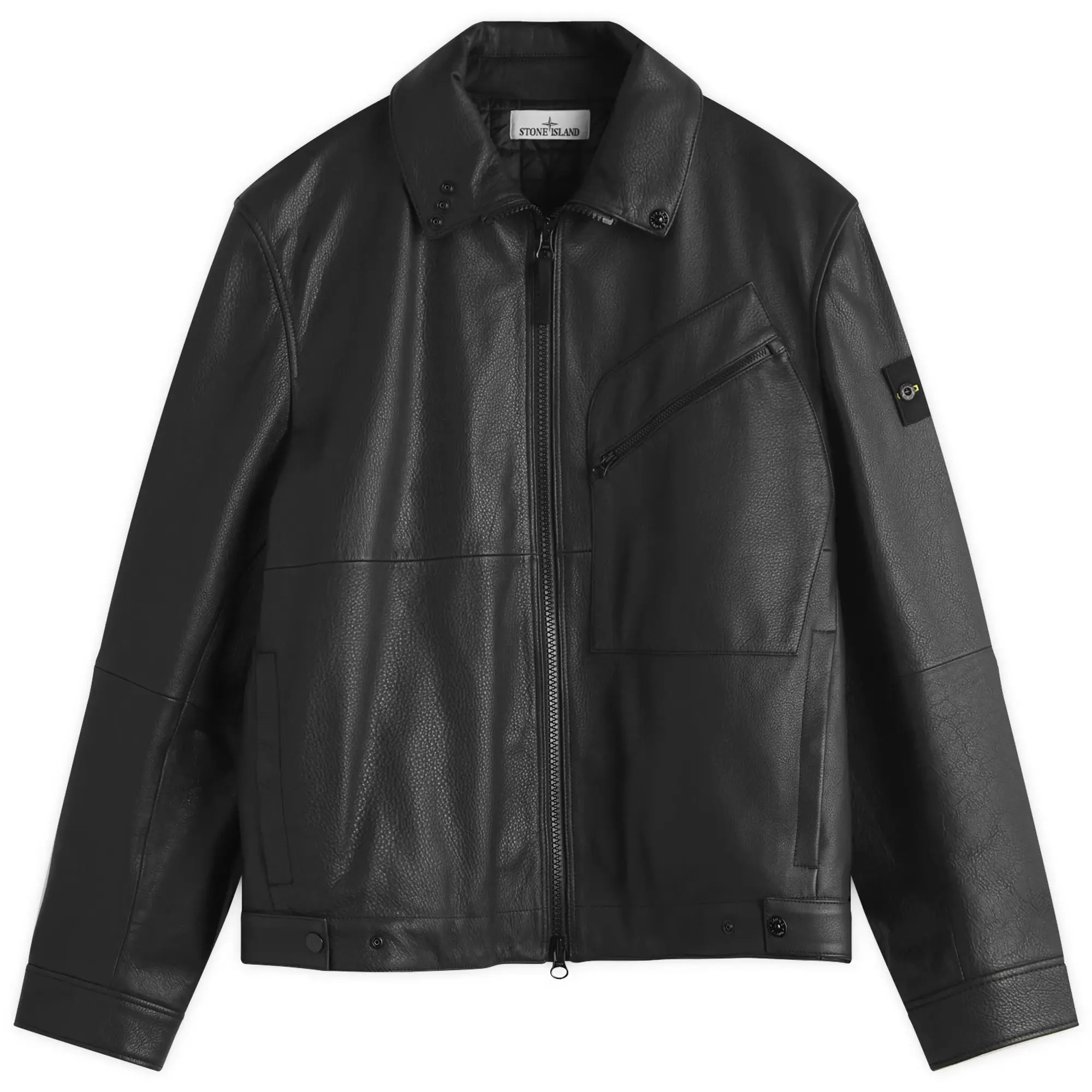 Stone Island Men's PrimaLoft Leather Jacket Black