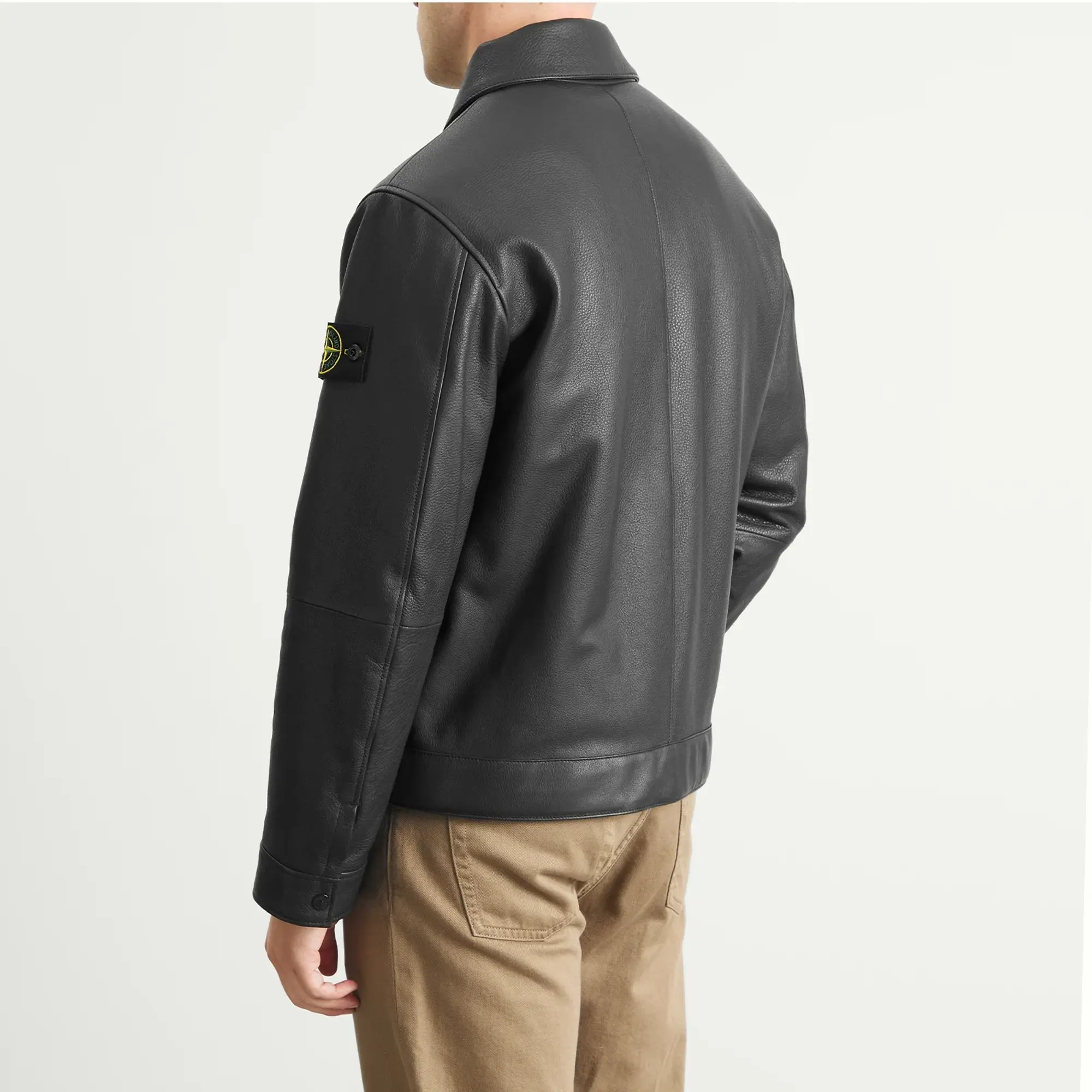 Stone Island Men's PrimaLoft Leather Jacket Black