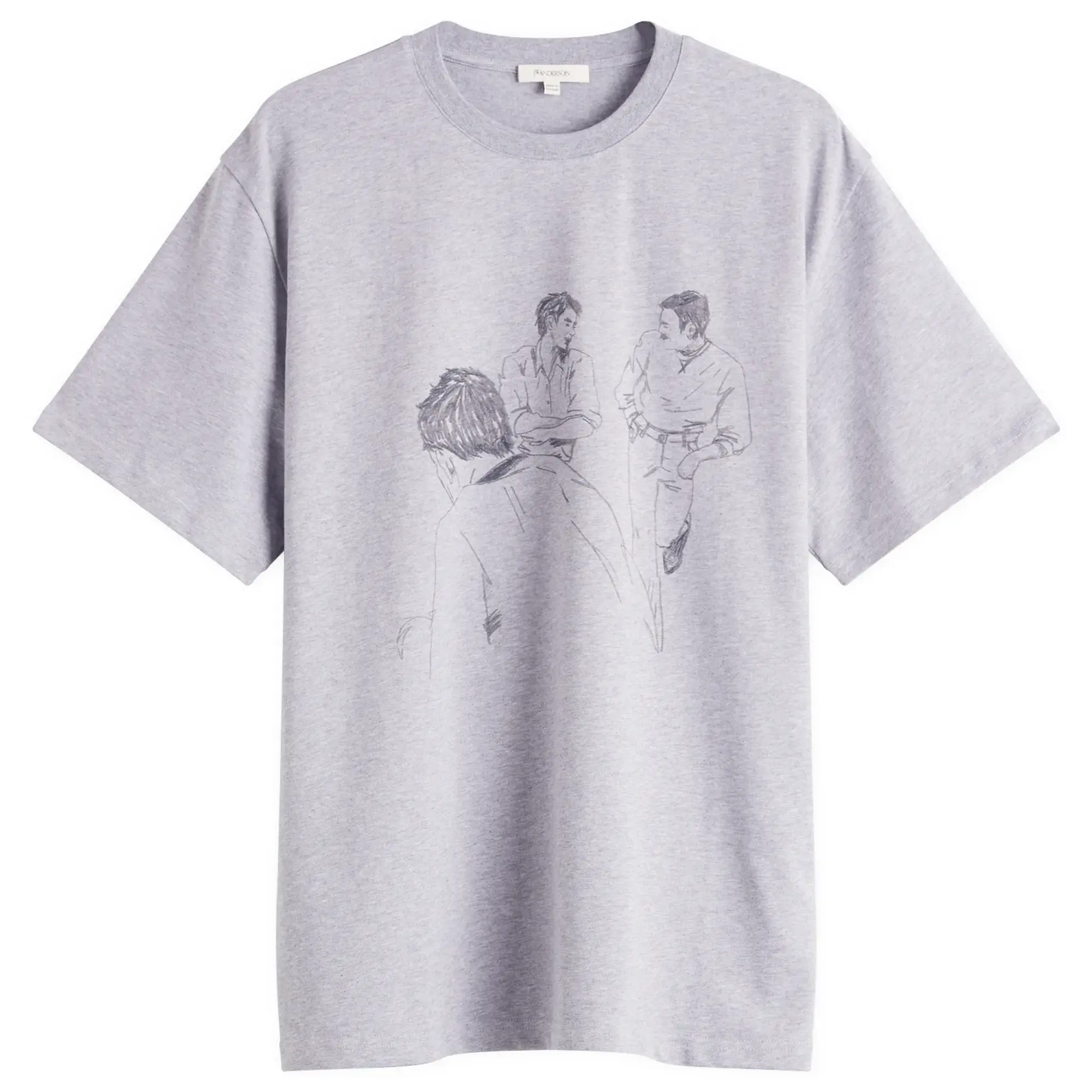 JW Anderson Men's Cafe Scene Printed T-Shirt Grey