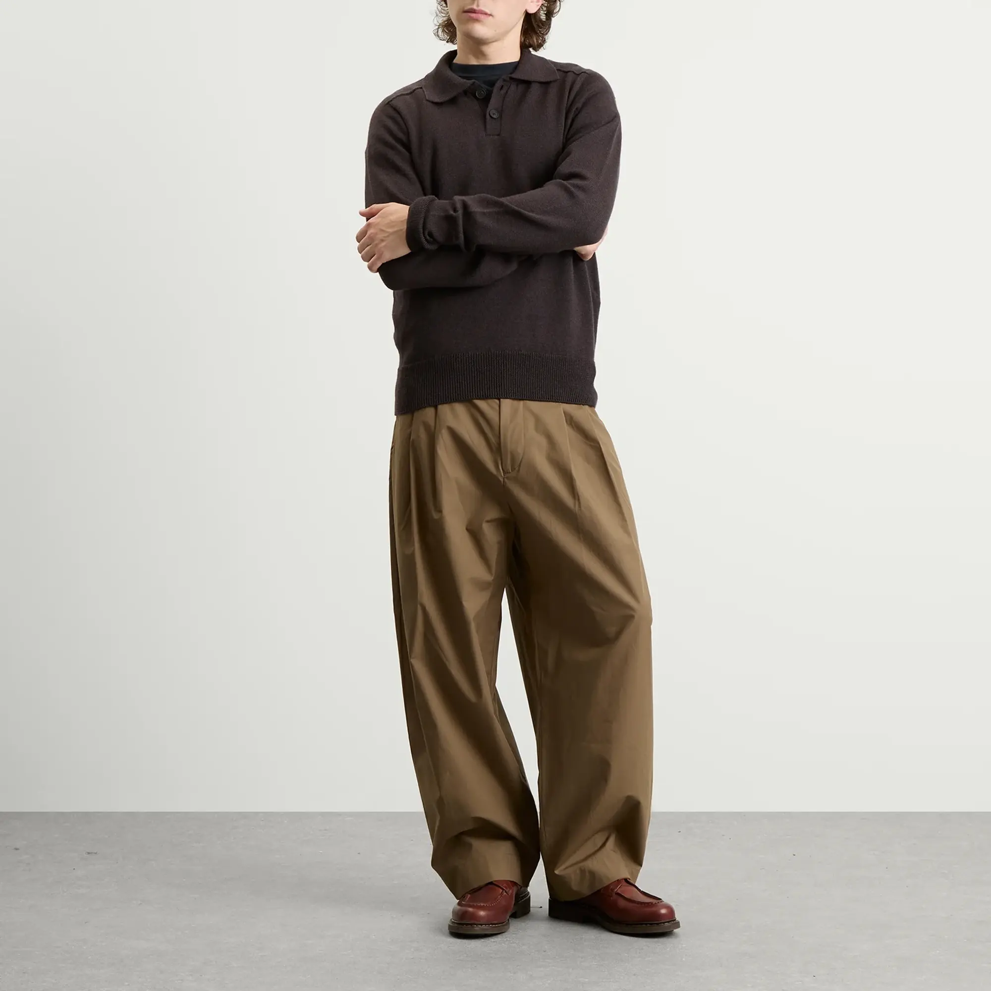 Studio Nicholson Men's Polo Knit Walnut