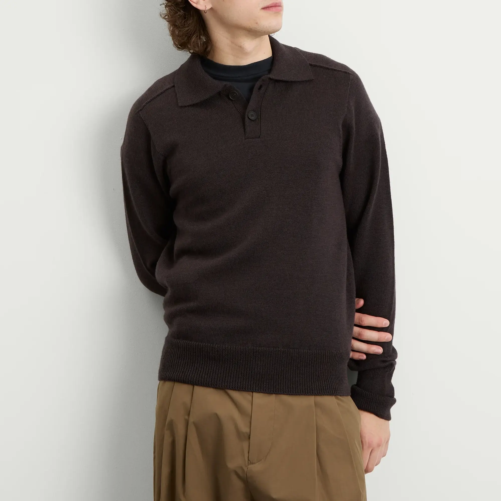 Studio Nicholson Men's Polo Knit Walnut