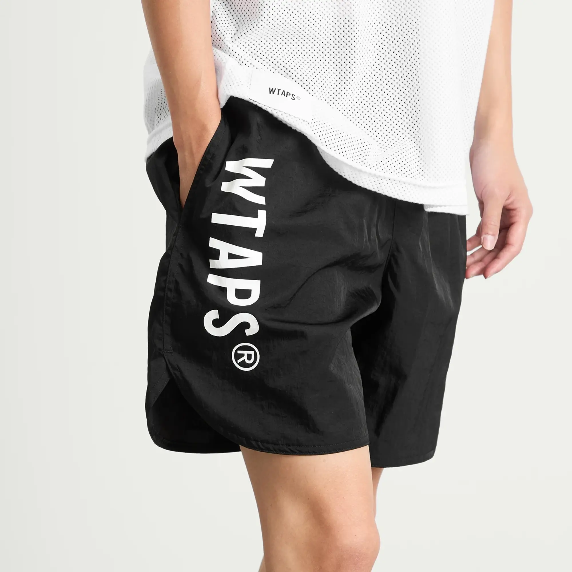 WTAPS Men's Nylon Logo Shorts Black