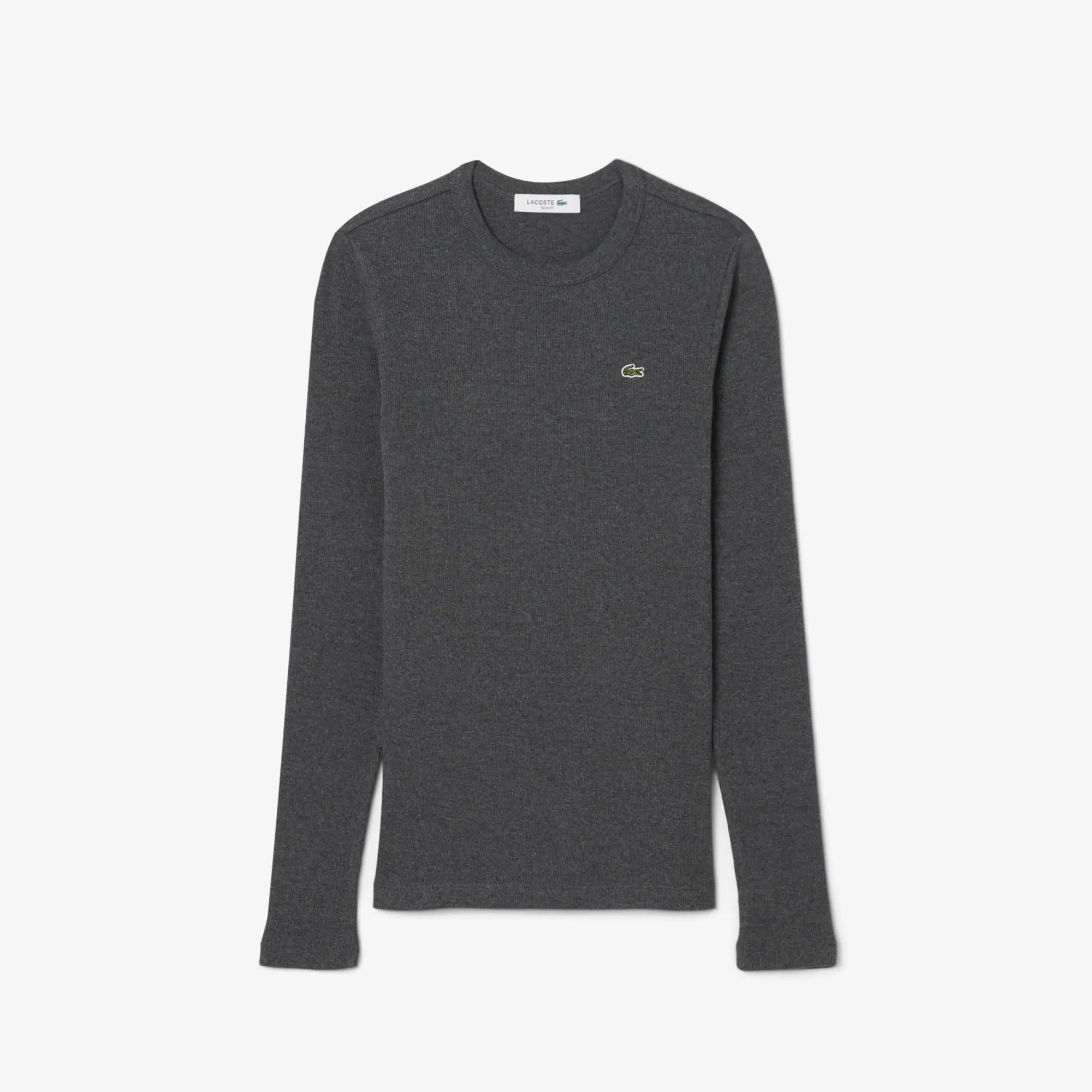 Lacoste Slim Fit Ribbed Cotton T-shirt - Heathered Grey