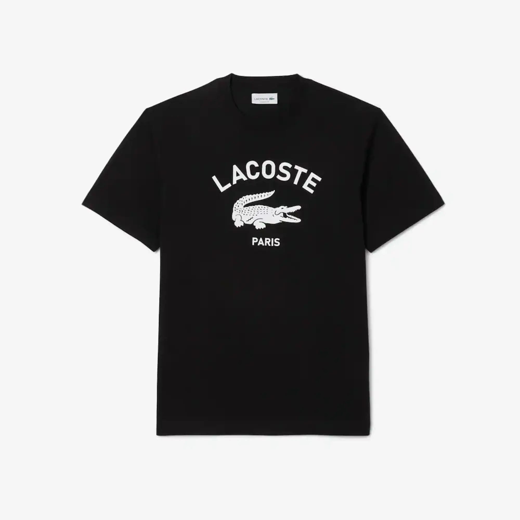 Lacoste Signature Print Cotton T-shirt - Noir