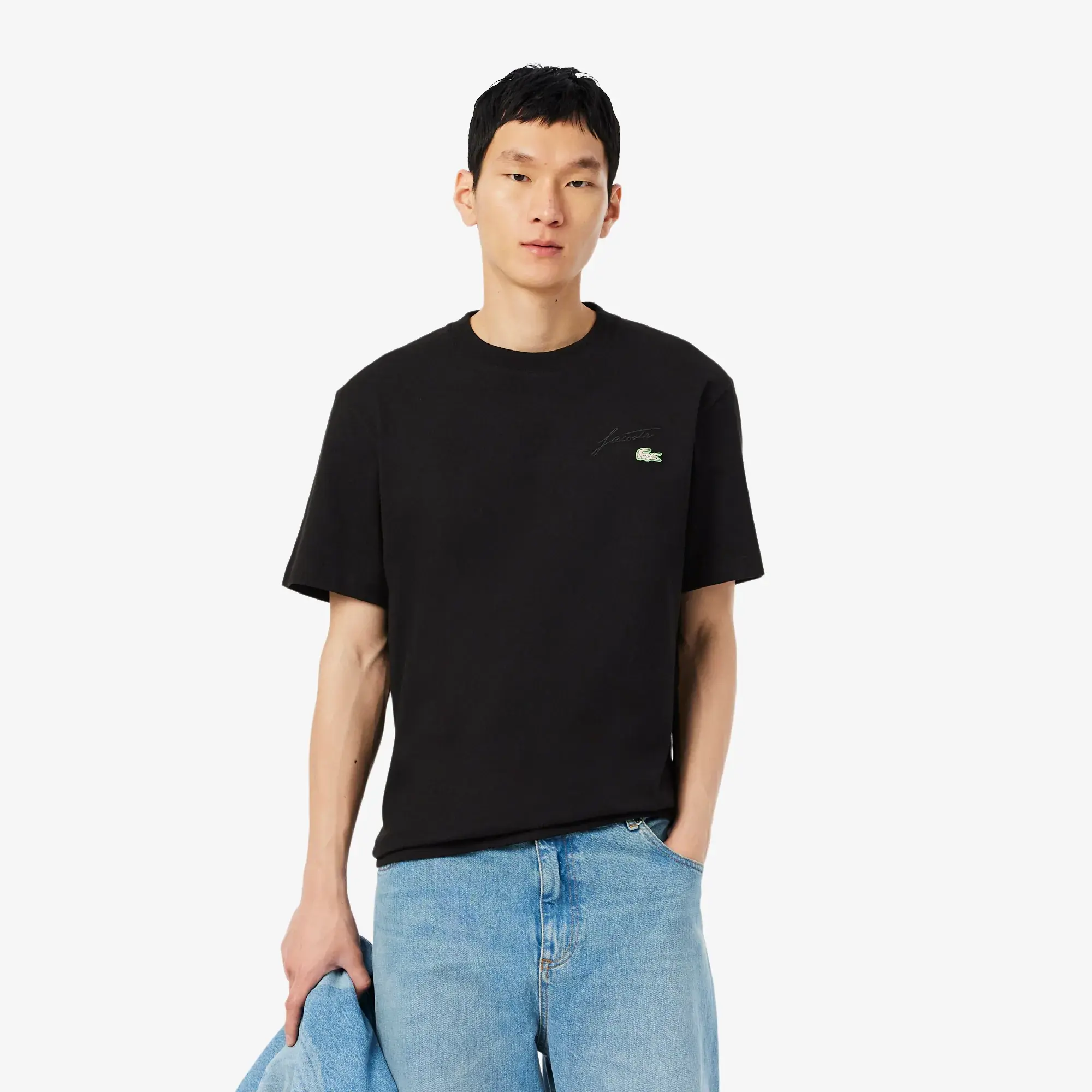 Lacoste Heavy Jersey Embroidered Signature T-shirt - Noir