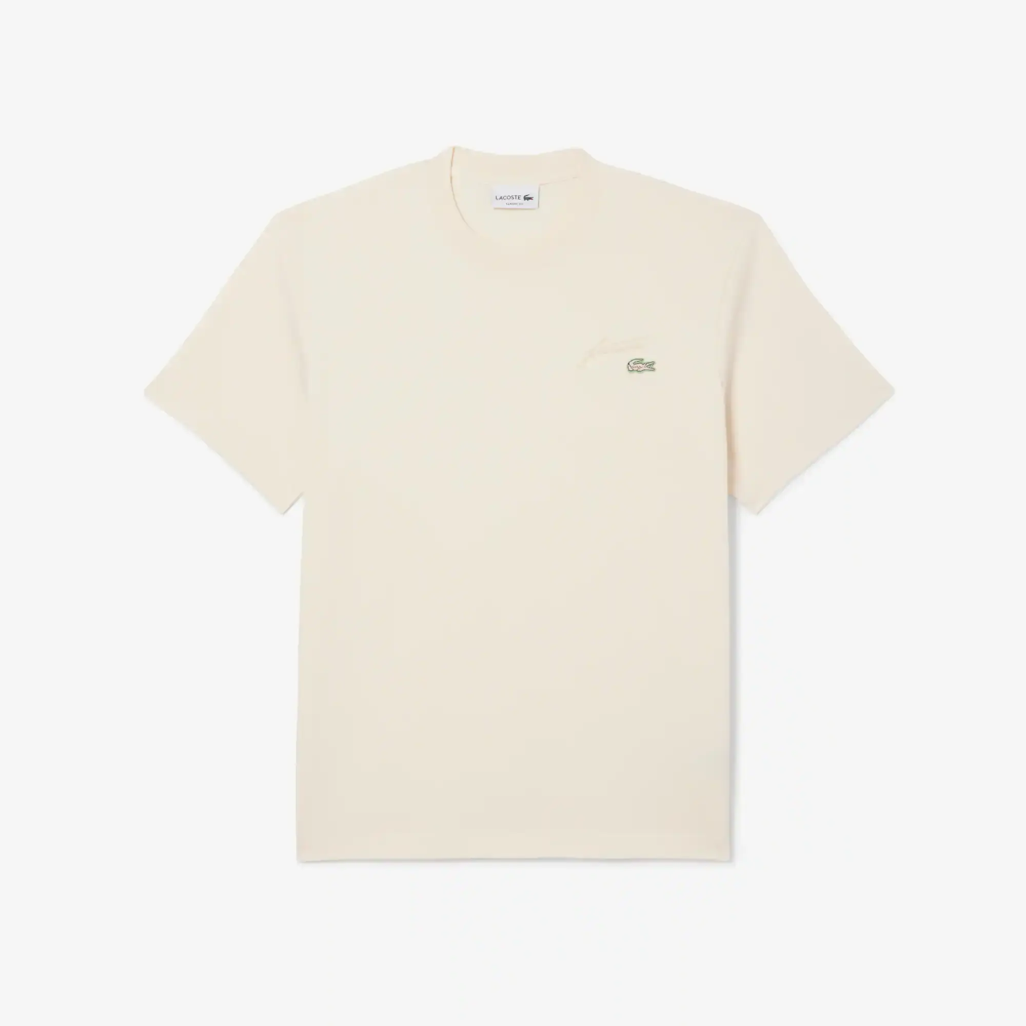 Lacoste Heavy Jersey Embroidered Signature T-shirt - Ecru White