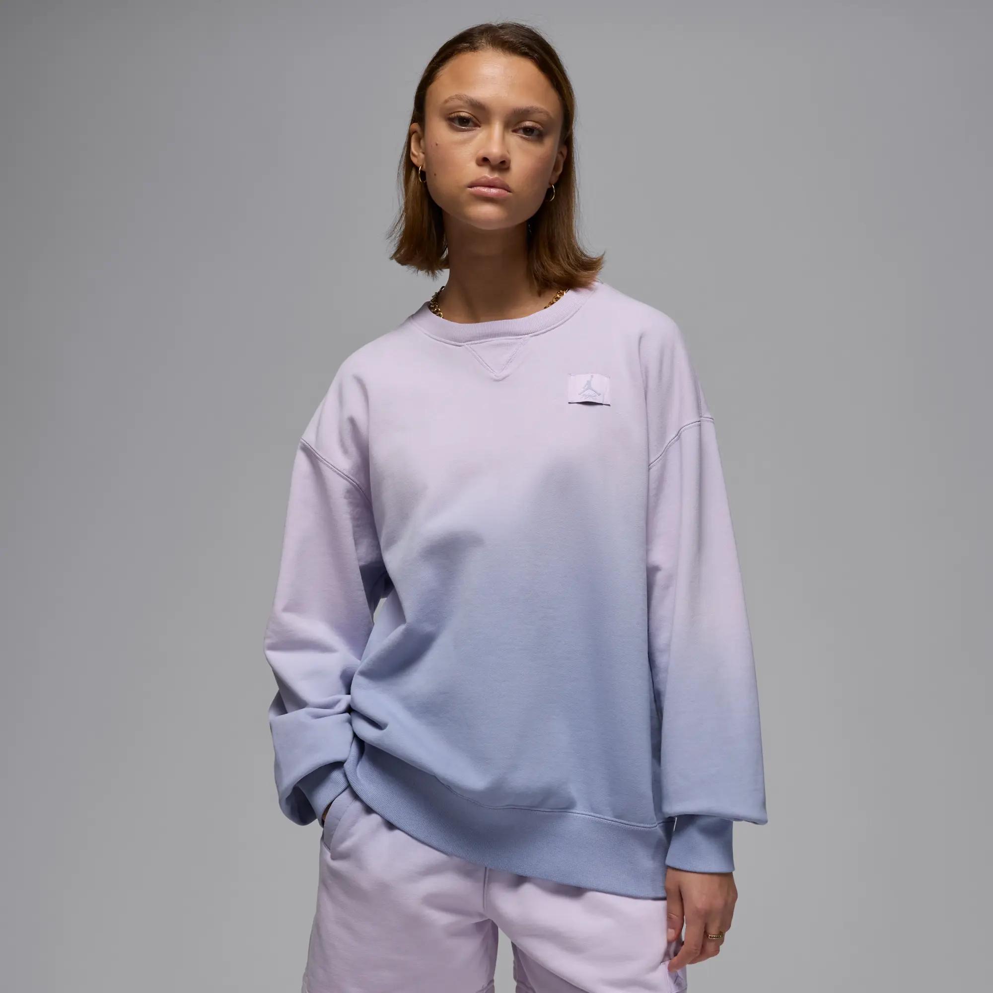 Nike Jordan Flight Fleece Women's French Terry Crew-Neck Sweatshirt - Purple - Cotton/Polyester