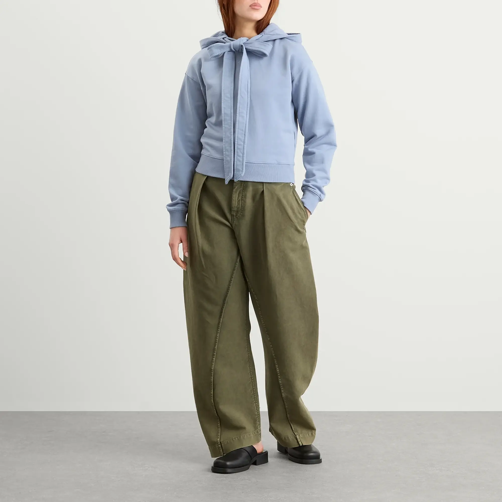JW Anderson Women's Tied Bow Hoodie Steel Blue