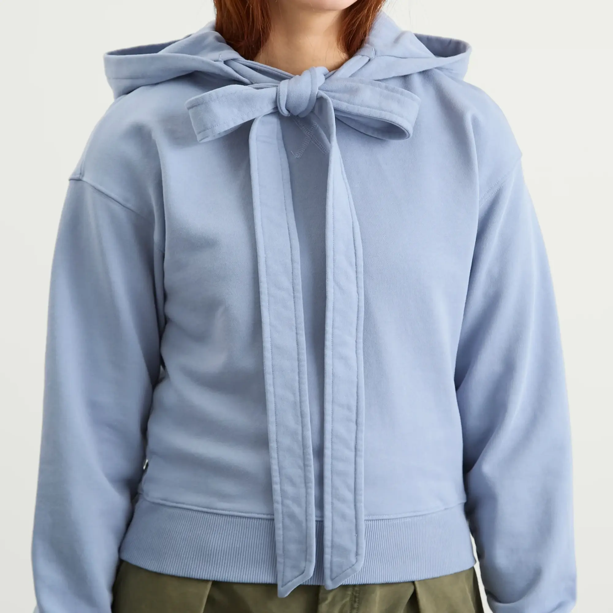 JW Anderson Women's Tied Bow Hoodie Steel Blue