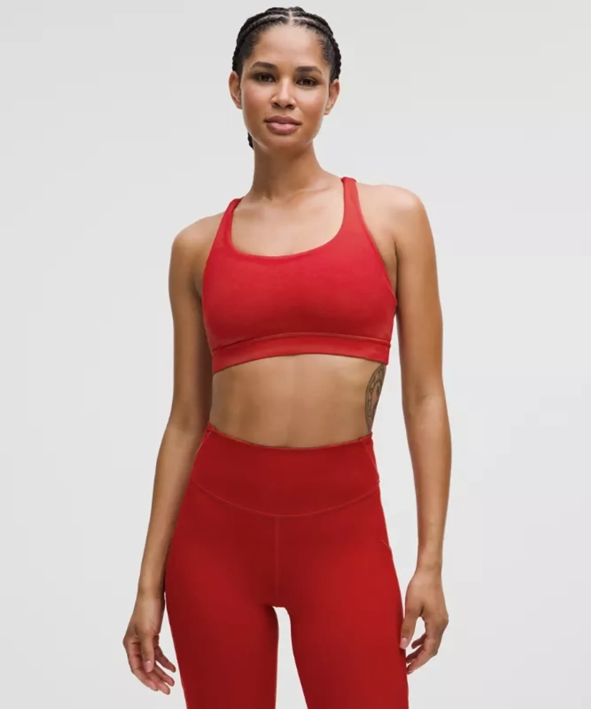 lululemon – Women's Energy Sports Bra Medium Support, B-D Cups – Color Dark Red/Neon/Red – Size 10