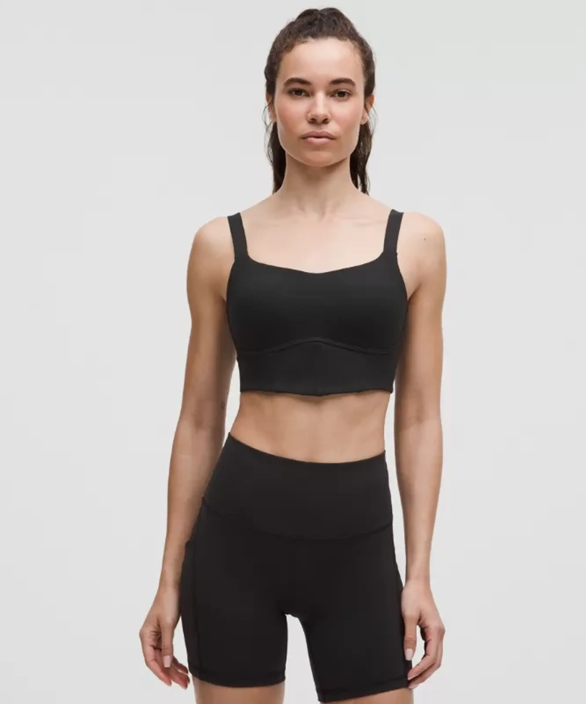 lululemon – Women's Everlux Corsetry Sports Bra Medium Support, A/B Cup – Color Black – Size L