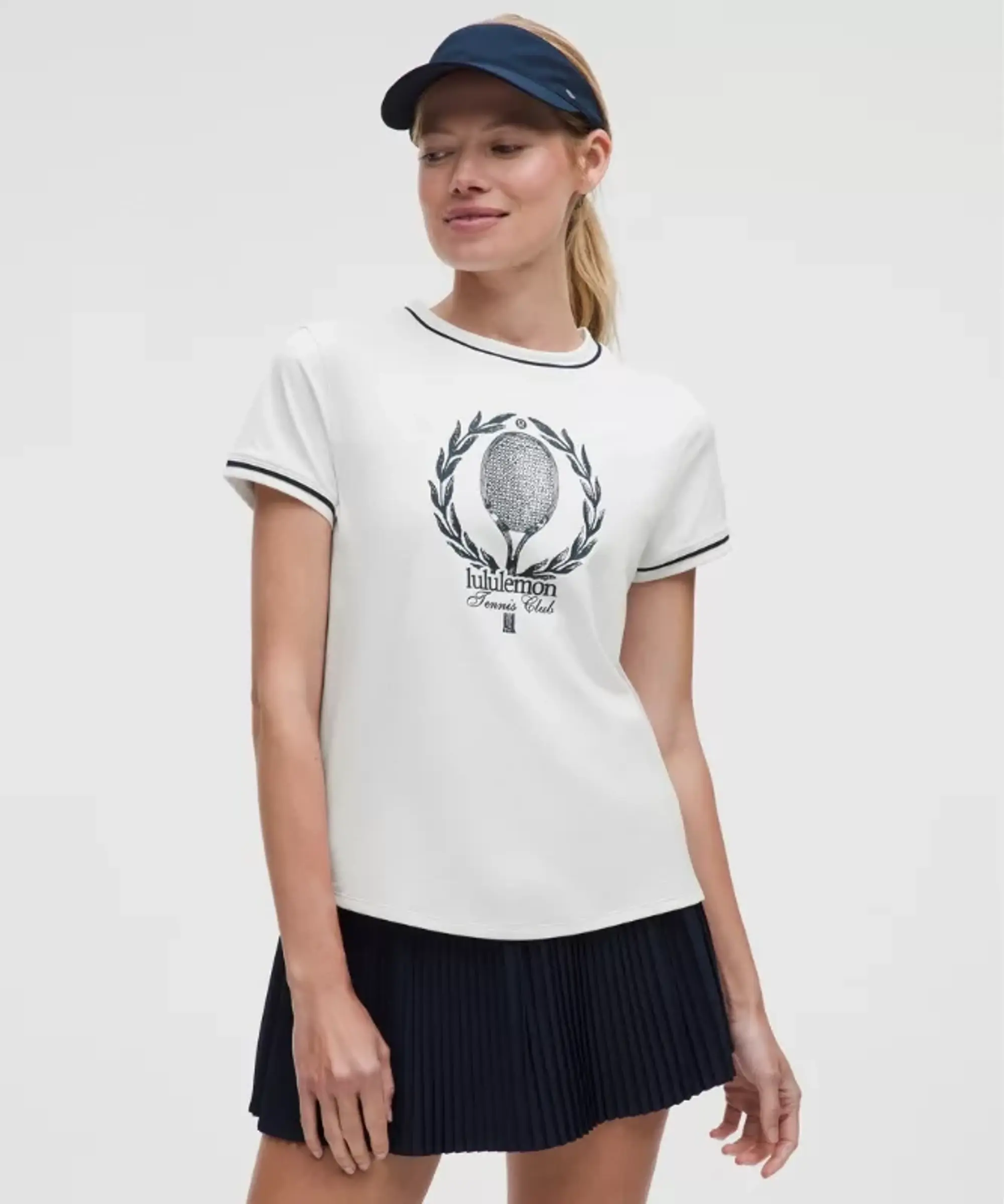 lululemon – Women's Crewneck Tennis Short-Sleeve Shirt Graphic – Color White/Blue – Size L