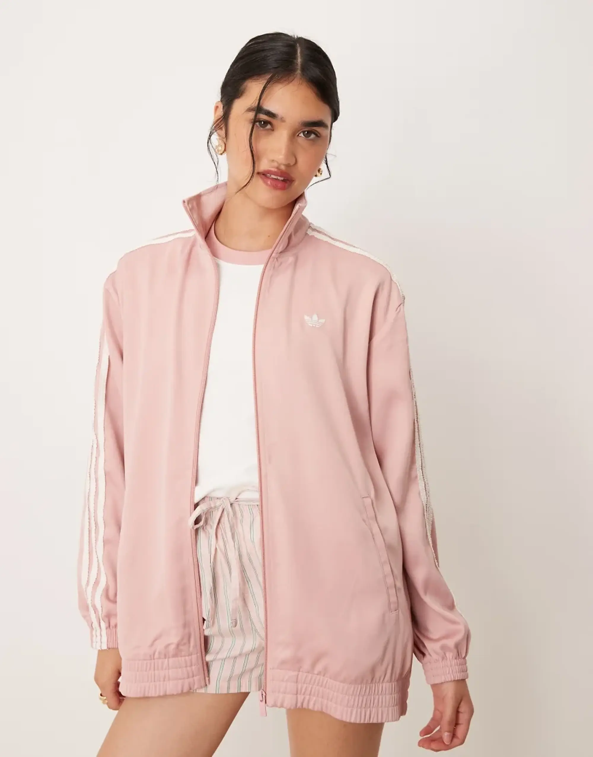 Adidas Originals Satin Firebird Ruffle 3 Stripes Tracksuit Jacket
